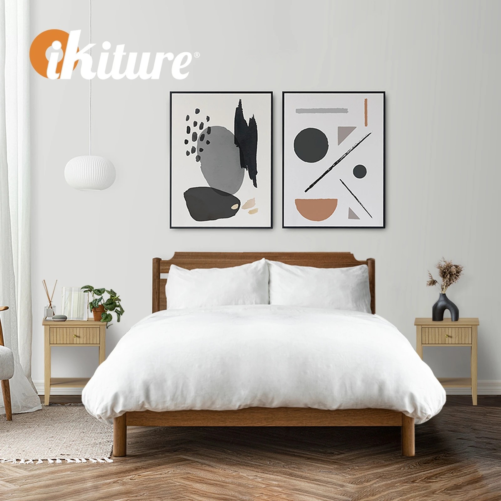 5 Oikiture Bedside Table With Drawer Side End Table Open Shelf Nightstand
 - Natural, 5 of 10