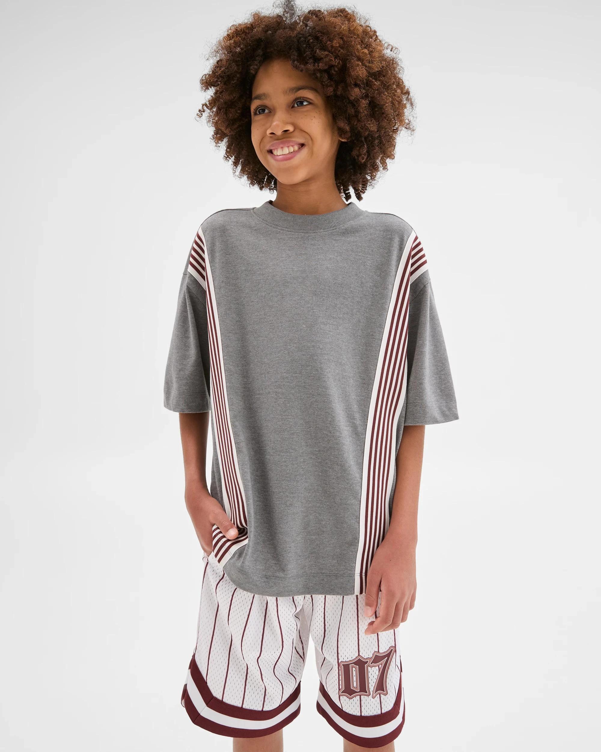 1 Target Kids Australian Cotton Oversized Sports Tape T-Shirt GREY, 1 of 6