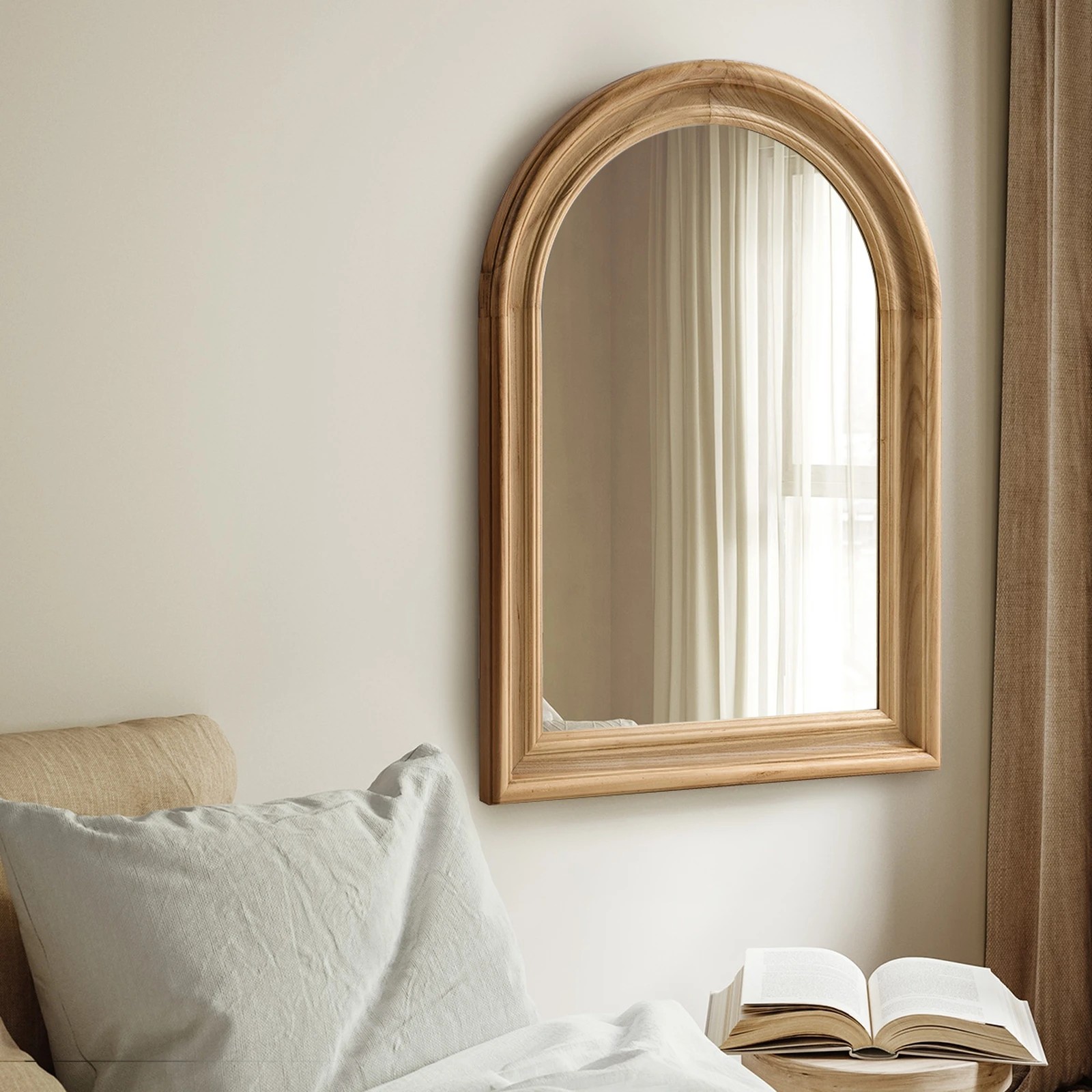 4 Oikiture Arched Wall Mirror 85x60cm - Natural, 4 of 9