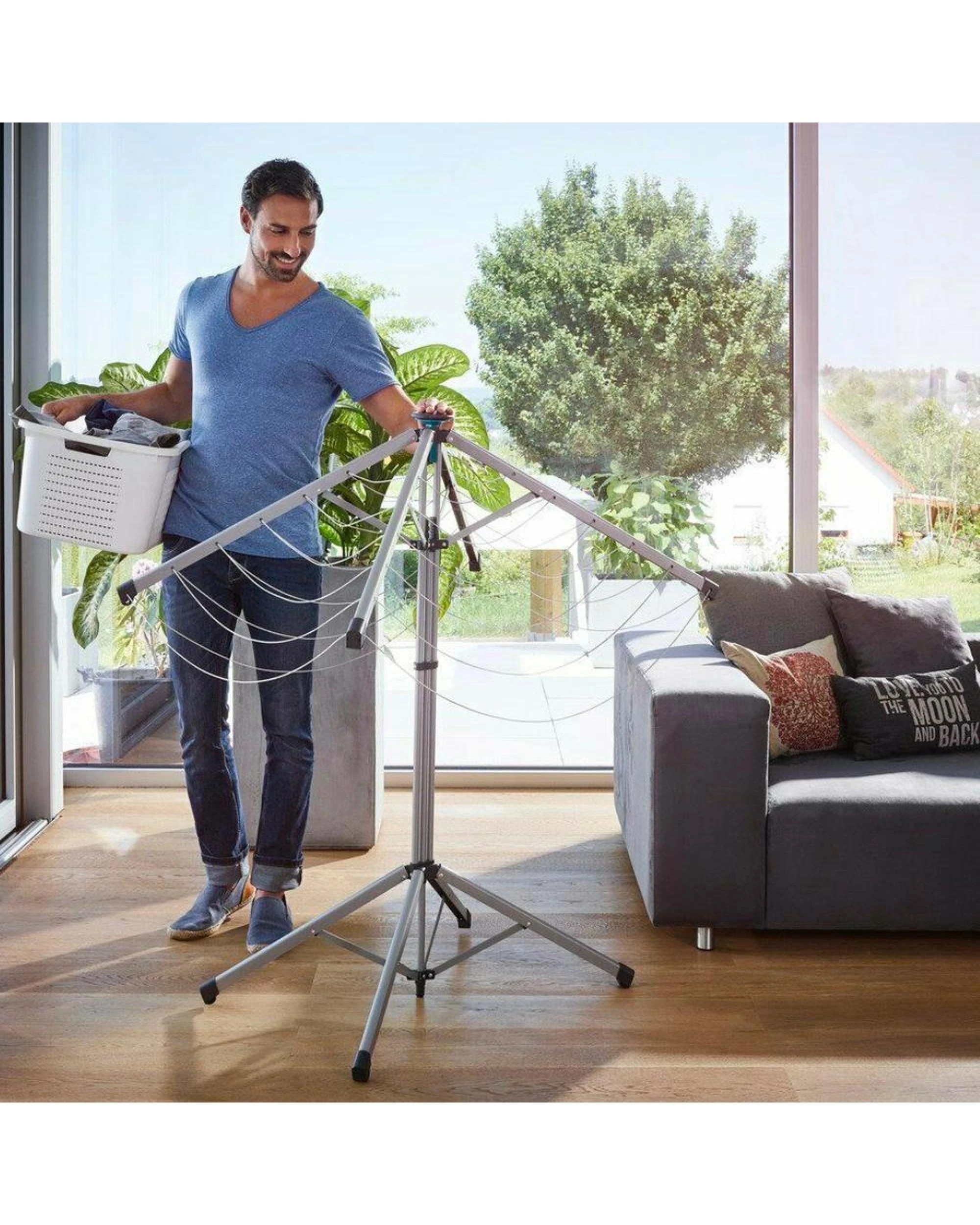 4 Leifheit Lino Pop Up Standing Rotary Laundry Dryer Rack Indoor/outdoor 14m - White, 4 of 10