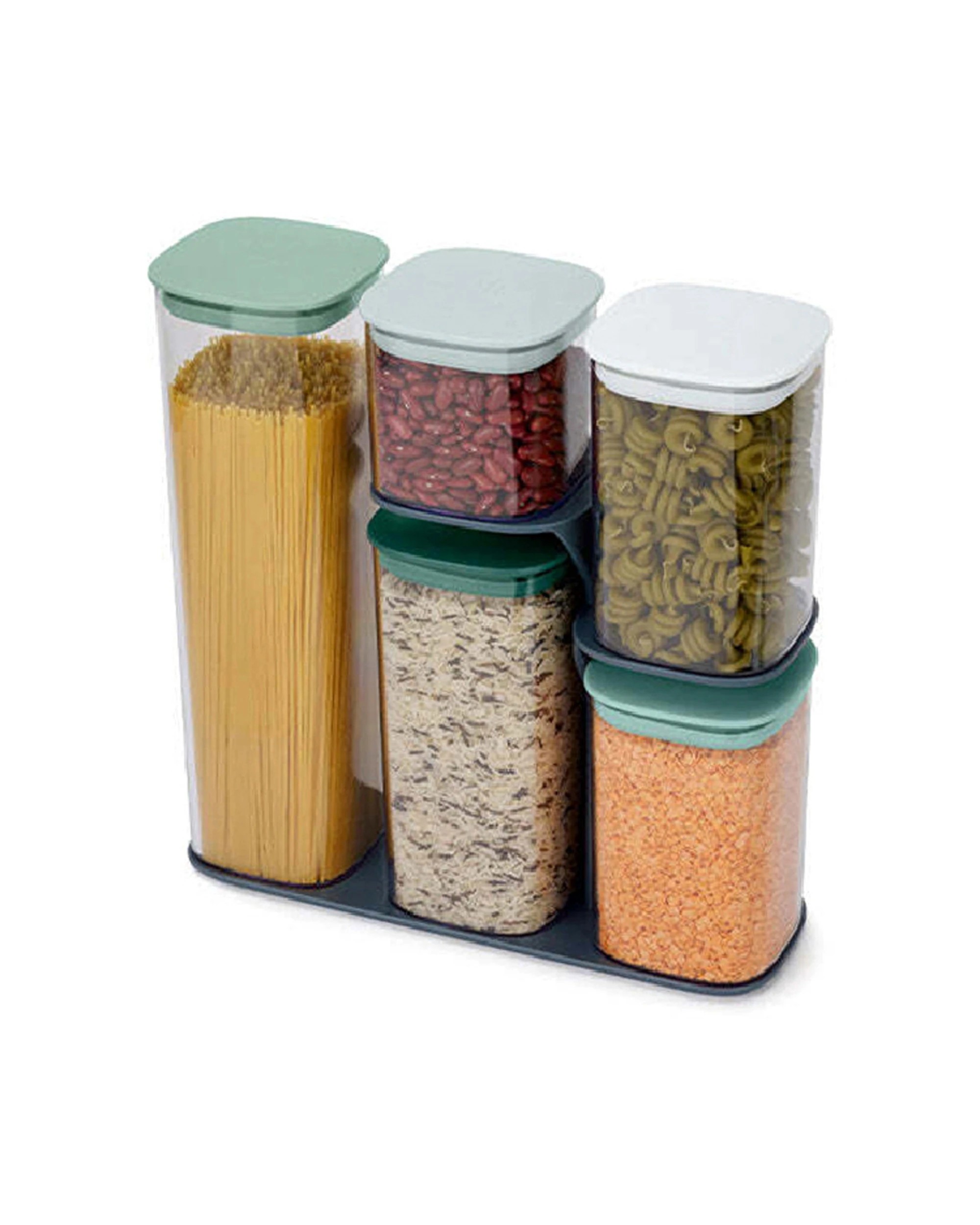 1 5pc Joseph & Joseph Podium Storage Container Organiser Set W/ Stand/lid Sage
 - Green, 1 of 4