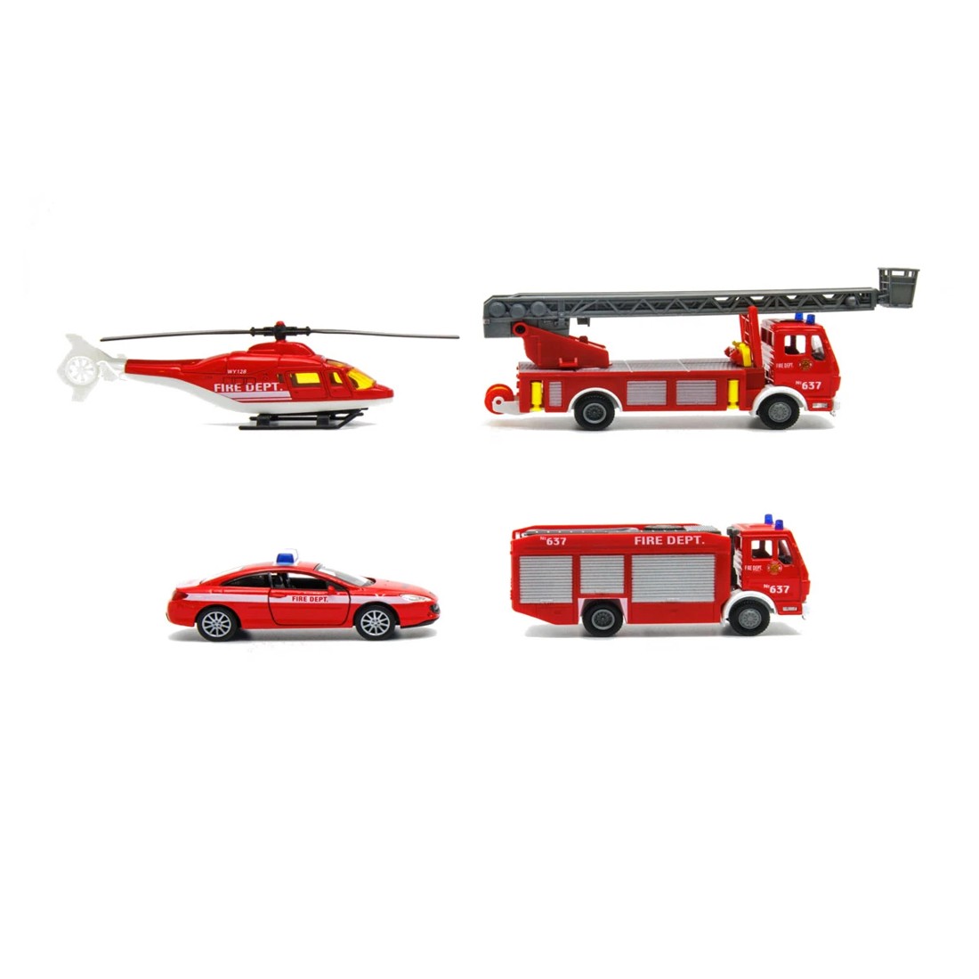 4 Welly Urban Spirit Free Wheeling & Moving Parts Fire City Set, 4 of 7