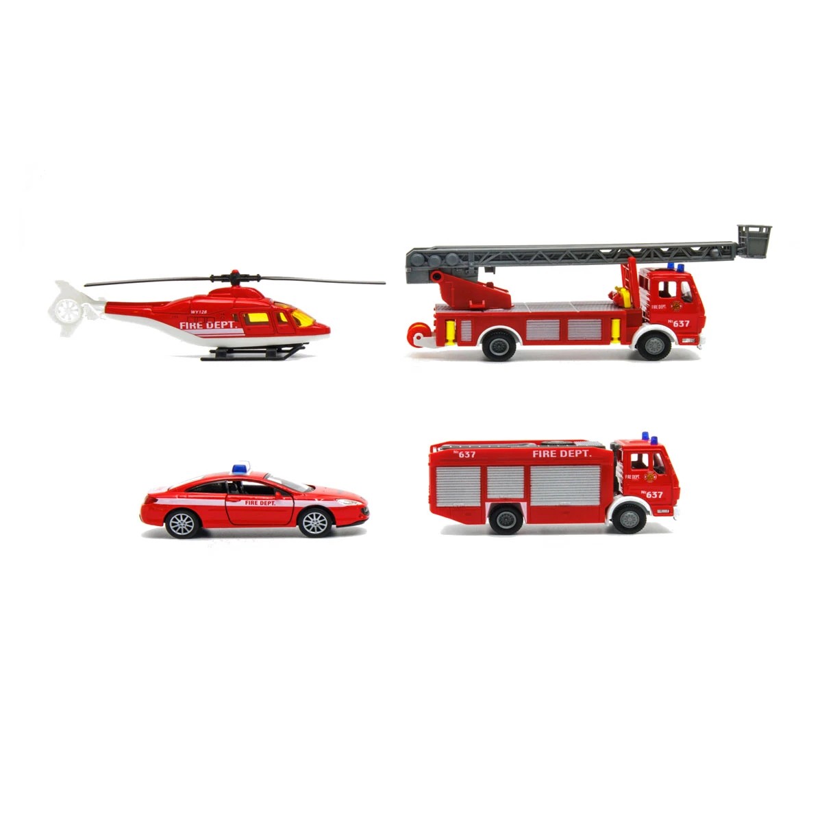 4 Welly Urban Spirit Free Wheeling & Moving Parts Fire City Set, 4 of 7