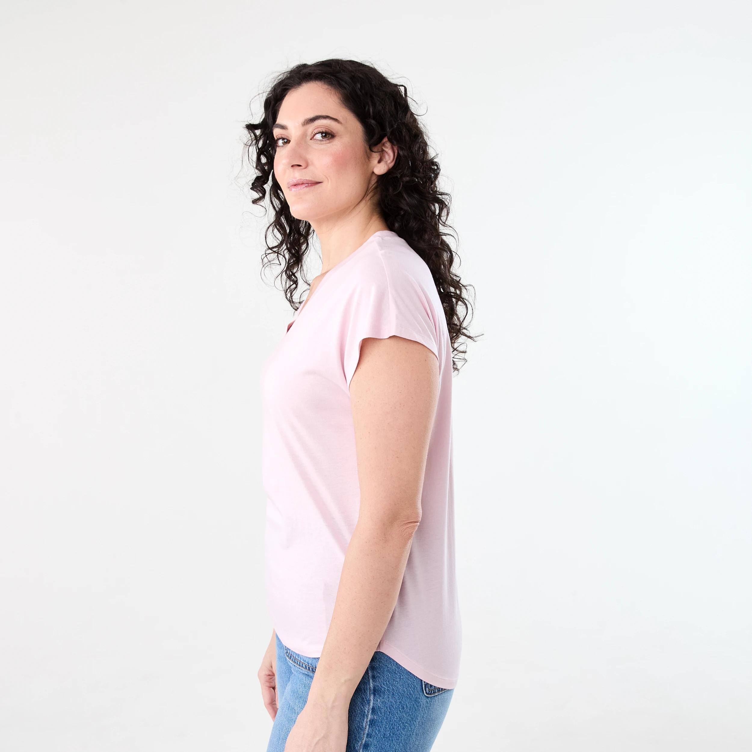 2 Short Extended Sleeve V-Neck T-shirt SOFT BLOSSOM, 2 of 5