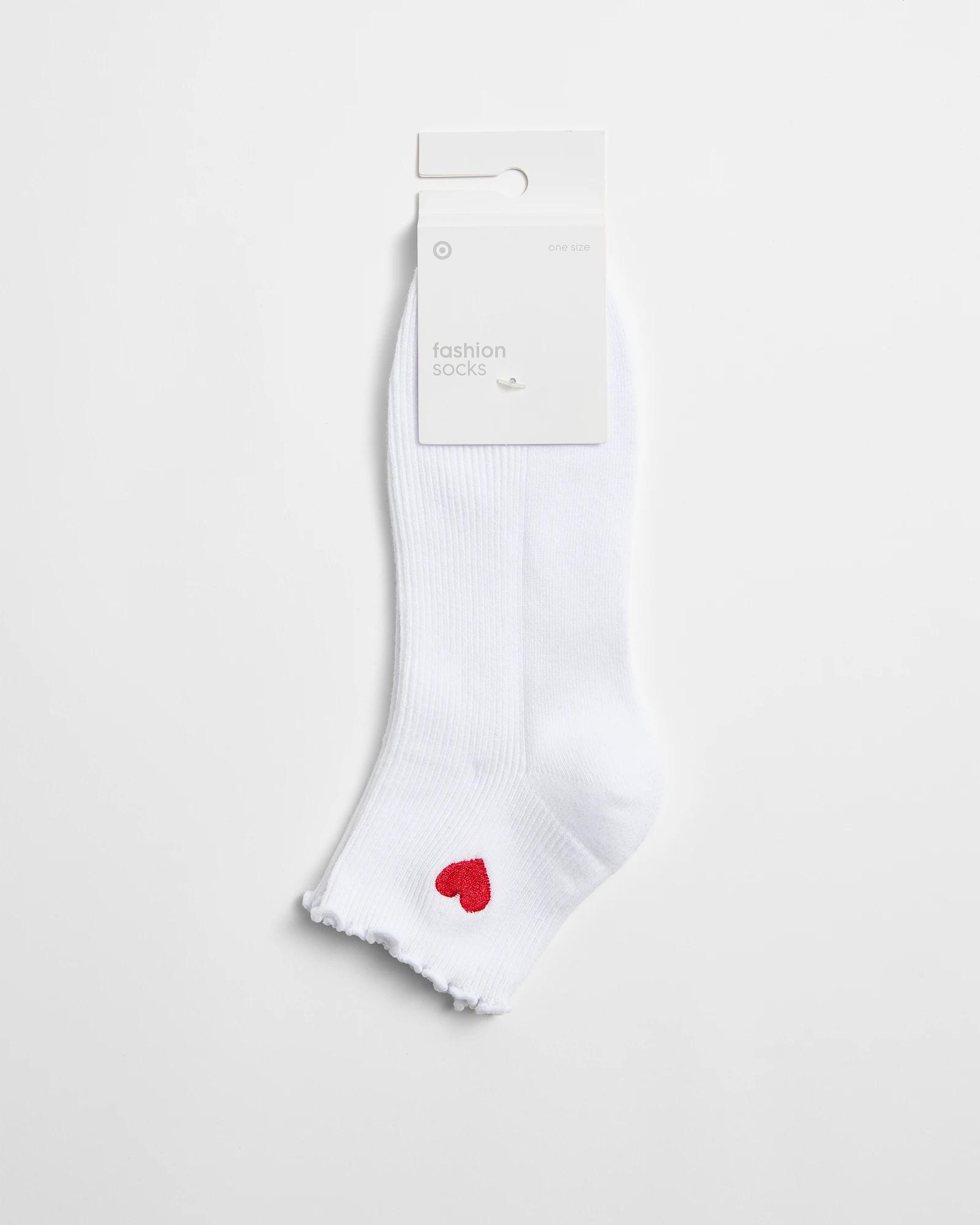 3 Target Australian Cotton Blend Heart Frill Quarter Crew Socks WHITE, 3 of 3