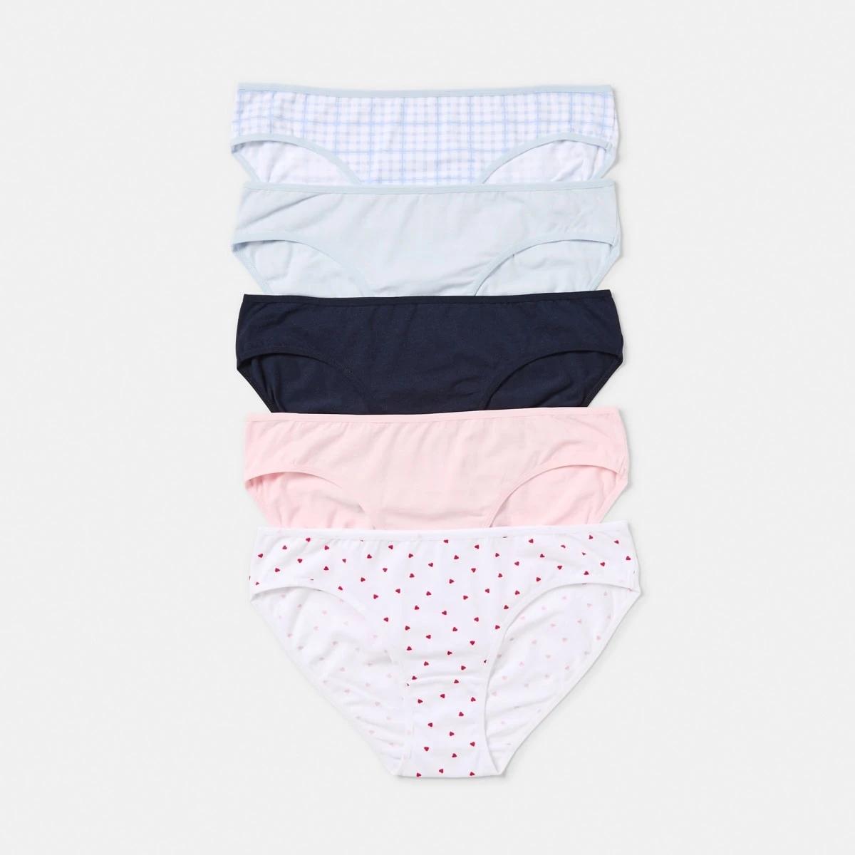 1 5 Pack Cotton Stretch Bikini Briefs MINI HEART, 1 of 10