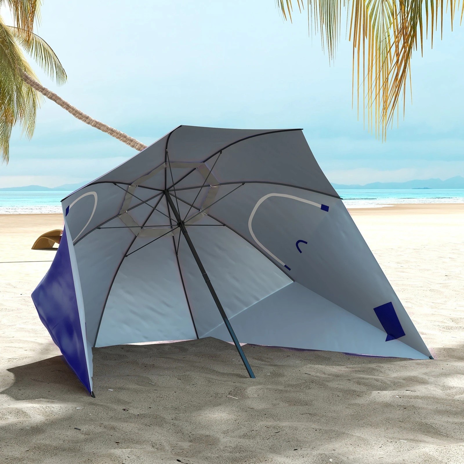 3 Havana Outdoors Beach Umbrella Tent - Blue - Blue, 3 of 6