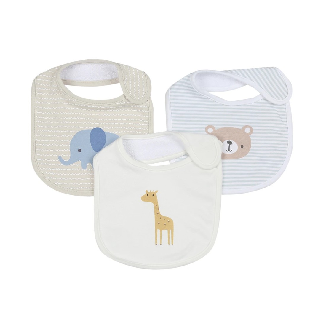 1 3 Pack Organic Cotton Bibs - Animals, 1 of 5