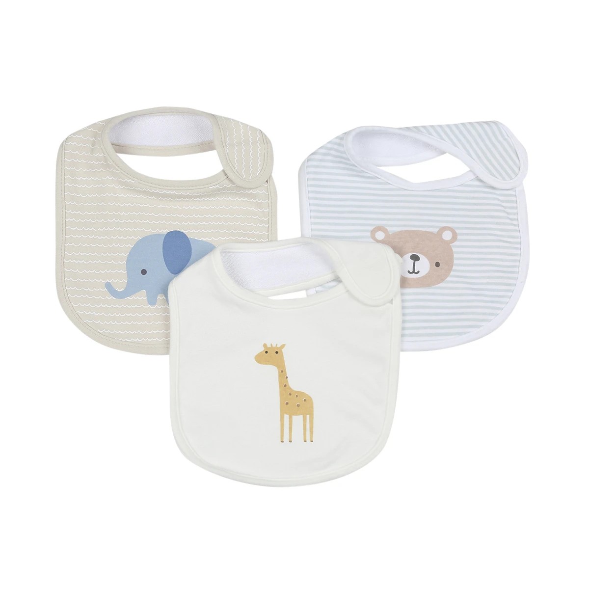 1 3 Pack Organic Cotton Bibs - Animals, 1 of 5
