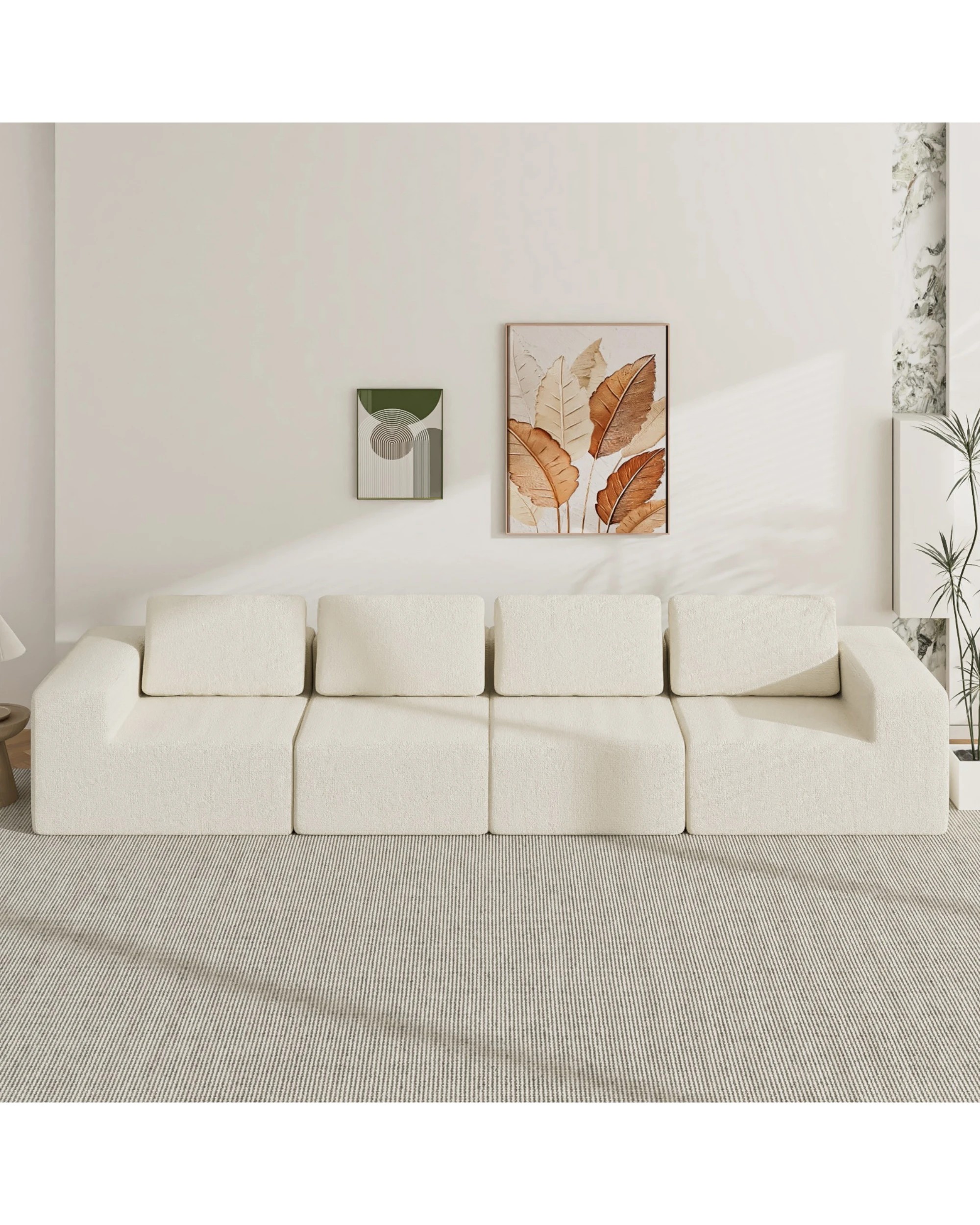 7 Advwin 340cm 4 Seater Sofa Modern Modular Sectional Couch No Assembly - Beige, 7 of 7