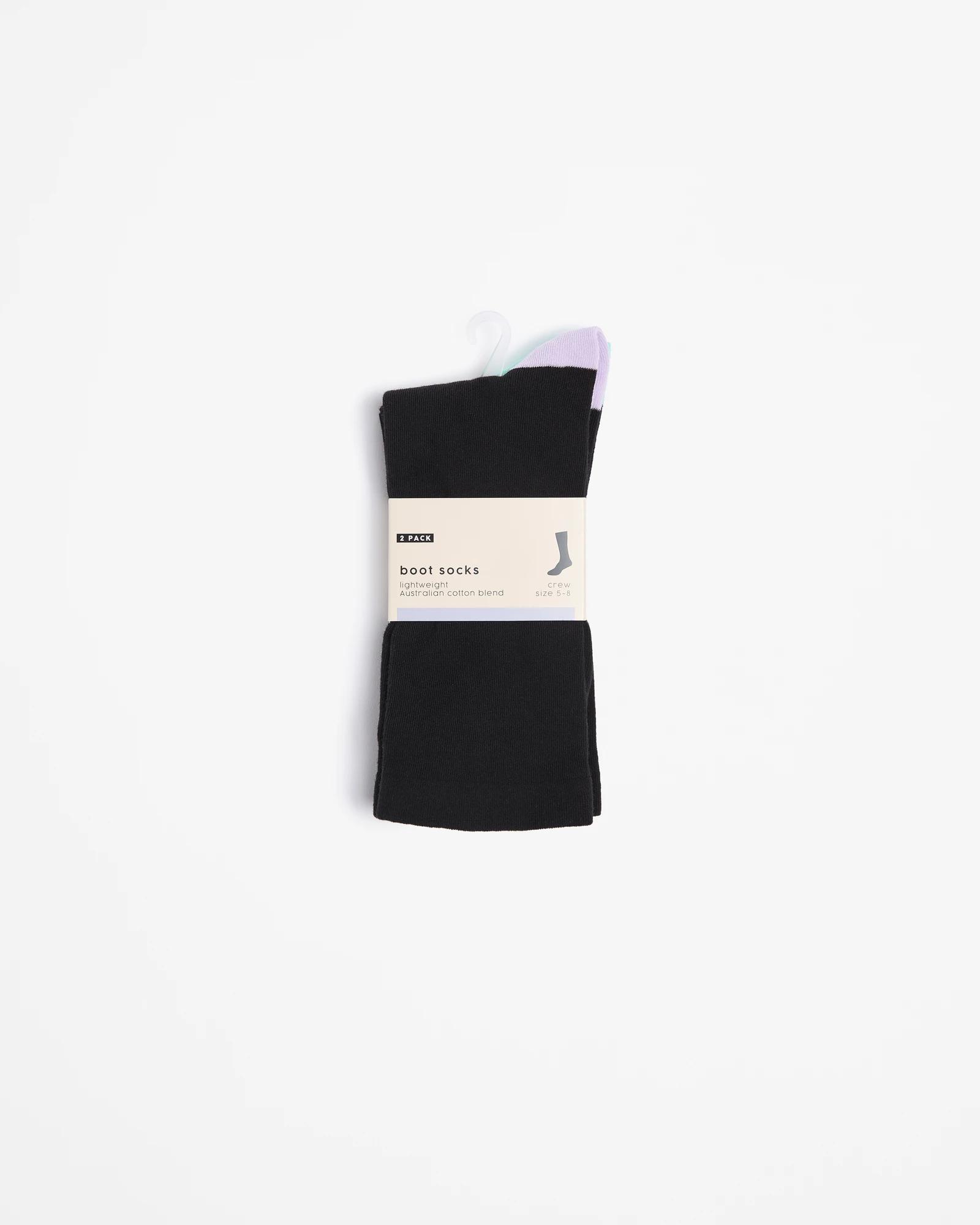 3 Target Australian Cotton Blend 2 Pack Crew Boot Socks BLACK, 3 of 3