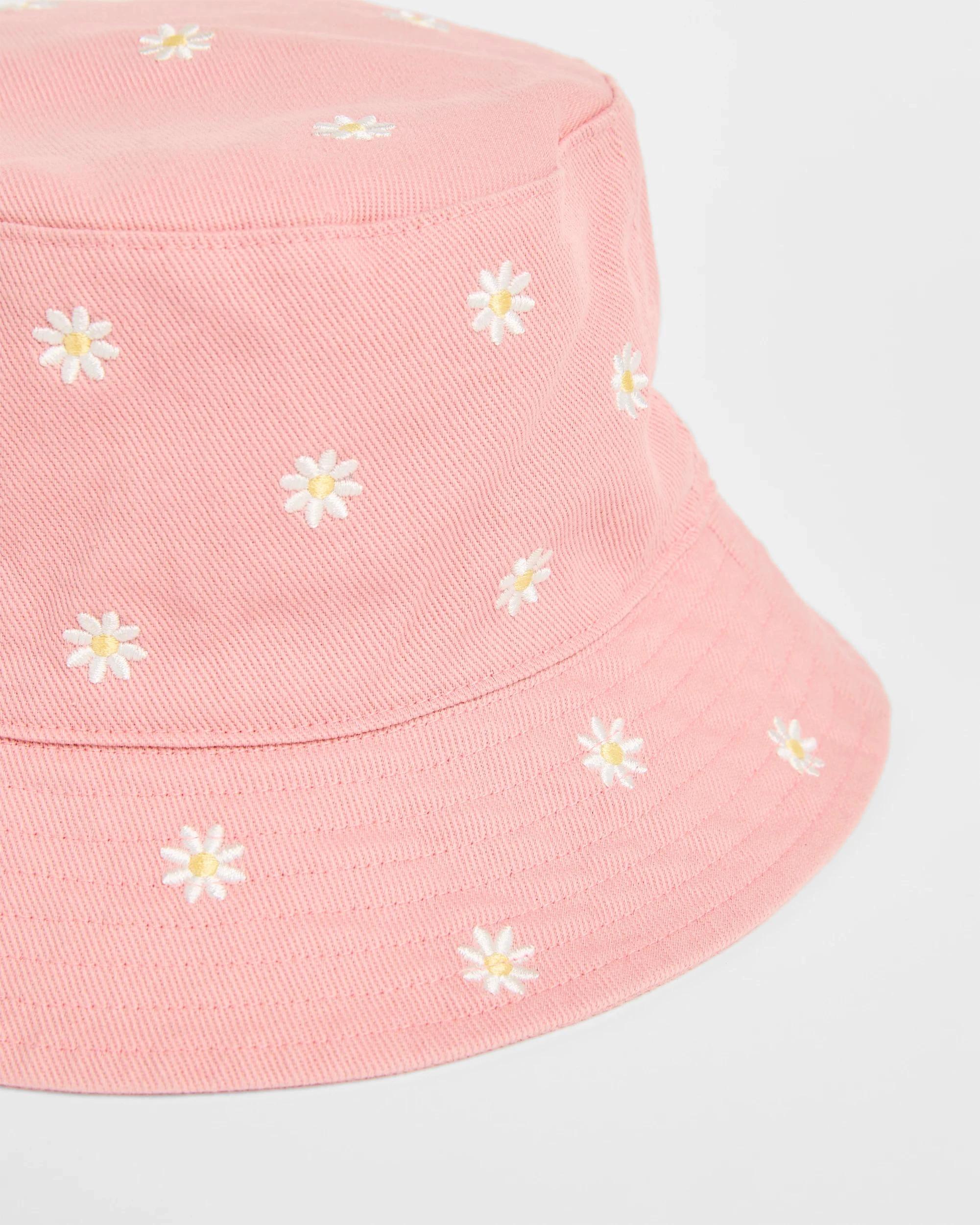 2 Target Kids Embroidered Denim Bucket Hat PINK DAISY, 2 of 2