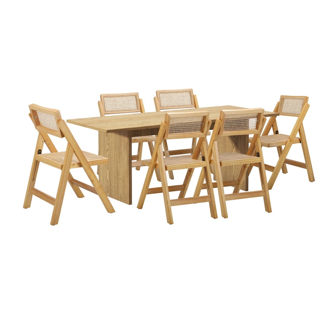 10 Oikiture 180cm Rectangular Dining Table With 6pcs Dining Chairs Foldable
 - Natural, 10 of 10