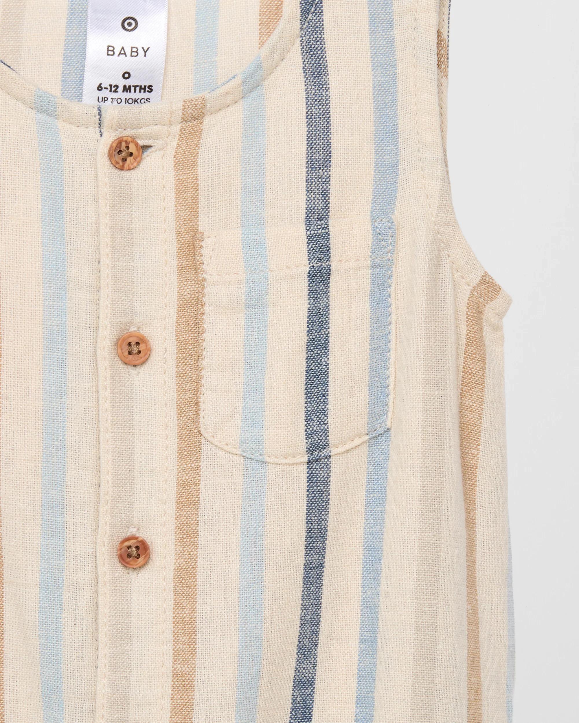 2 Target Linen Blend Baby Short Romper STRIPE, 2 of 2