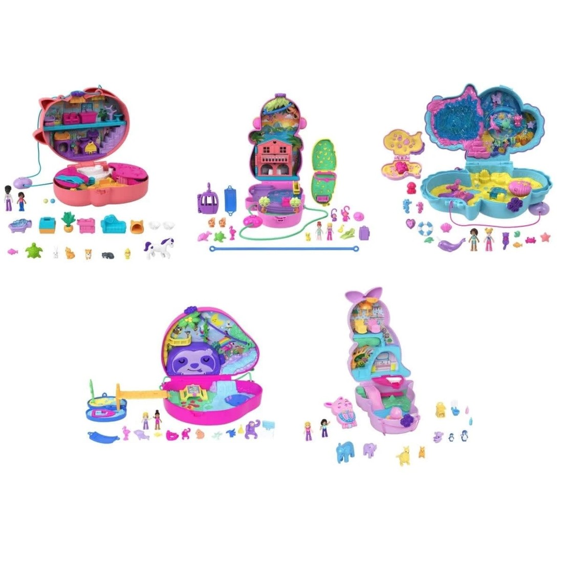 3 Polly Pocket Mini Toys Wearable Purse Compact Playset - Assorted, 3 of 8