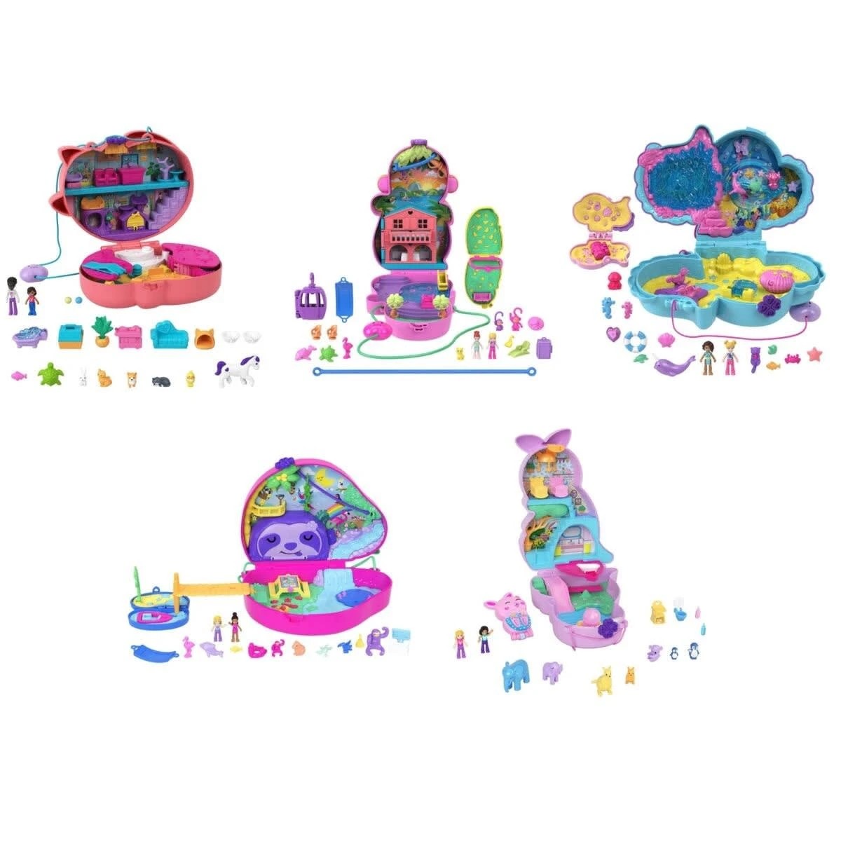 3 Polly Pocket Mini Toys Wearable Purse Compact Playset - Assorted, 3 of 8
