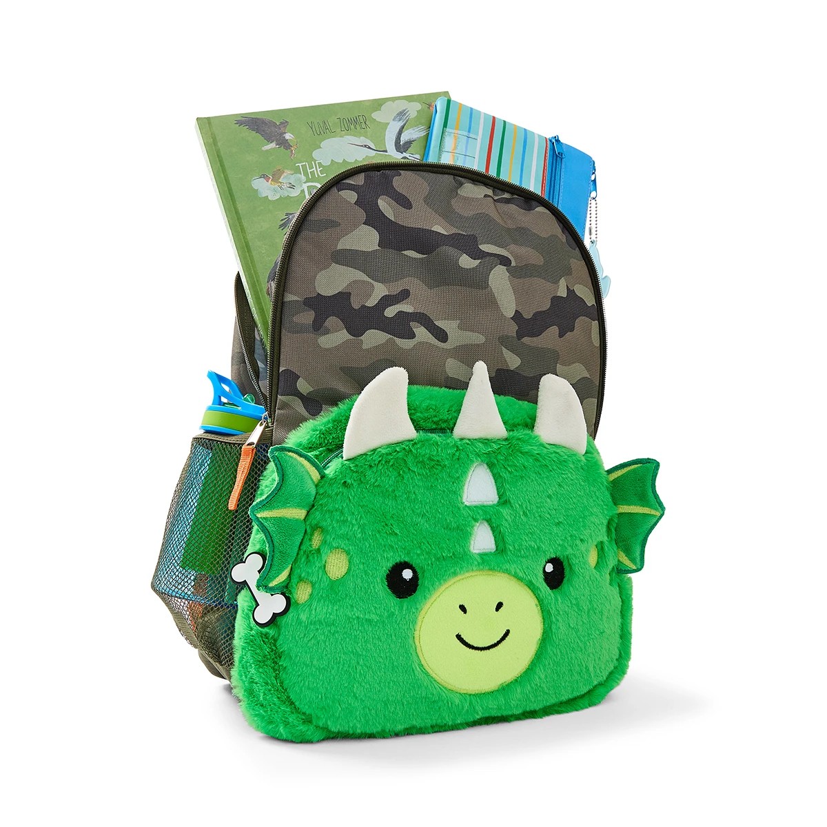 1 Novelty Plush Backpack - Dragon, Green, 1 of 10