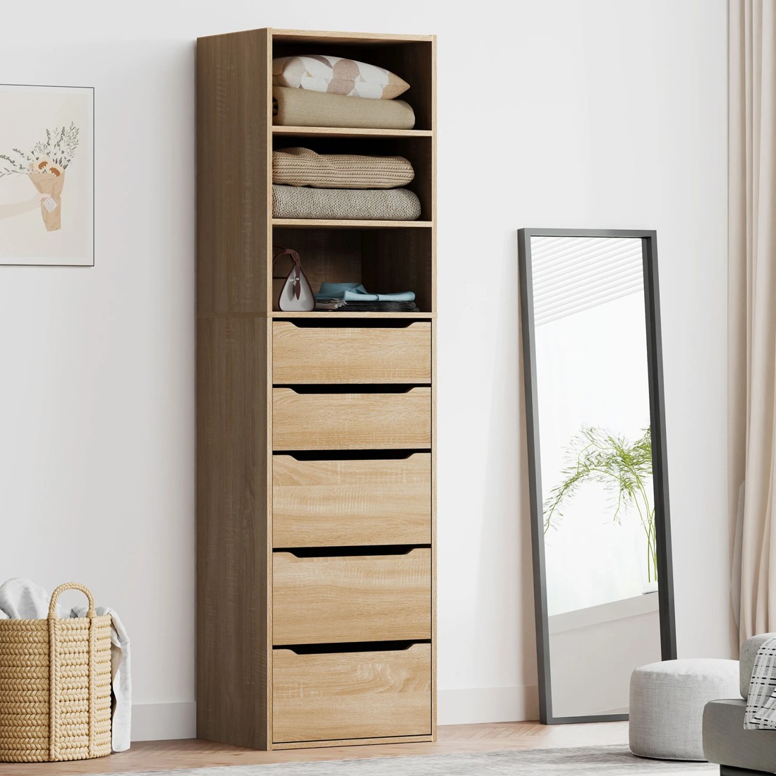 8 Alfordson Wardrobe Clothes Storage Cabinet Closet Organizer 5 Drawers - Wood, 8 of 10