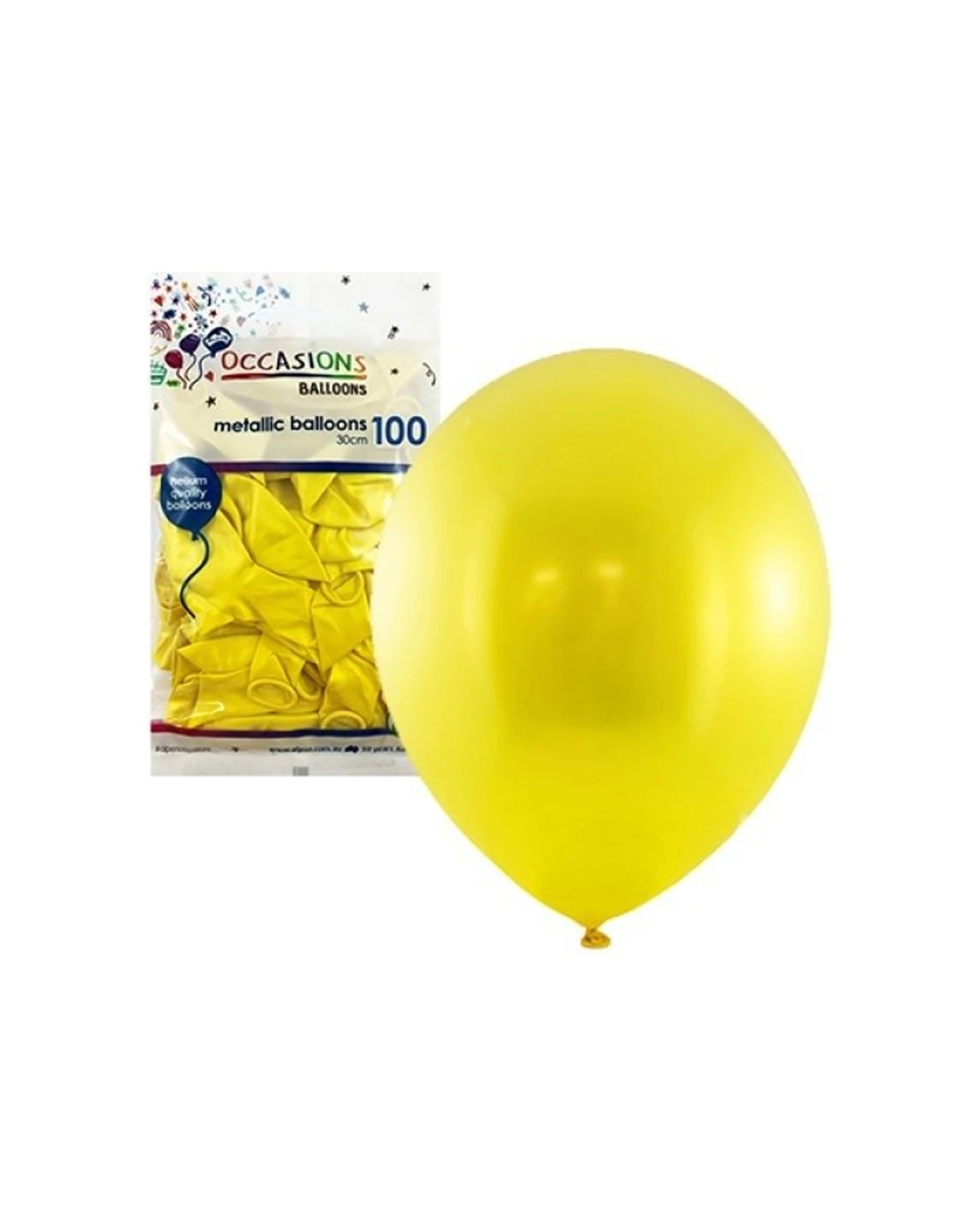 1 Alpen 100pc Latex Balloons Event Decoration Metallic 30cm - Yellow, 1 of 1