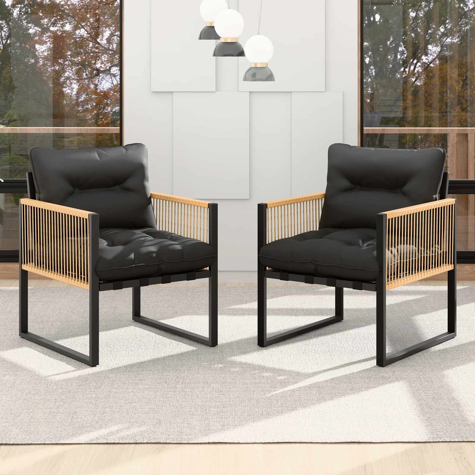 3 Alfordson Outdoor Furniture 2x Lounge Chairs Patio Garden Armchair Rattan Chair - Grey, 3 of 9