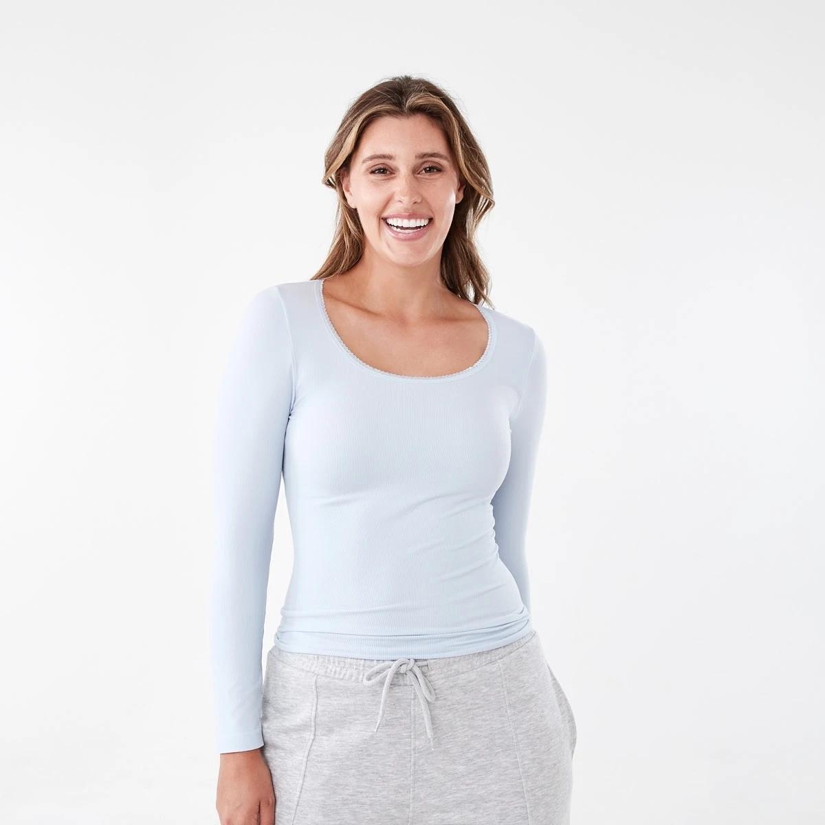 1 Long Sleeve Ribbed Thermal Top Halo Blue, 1 of 5