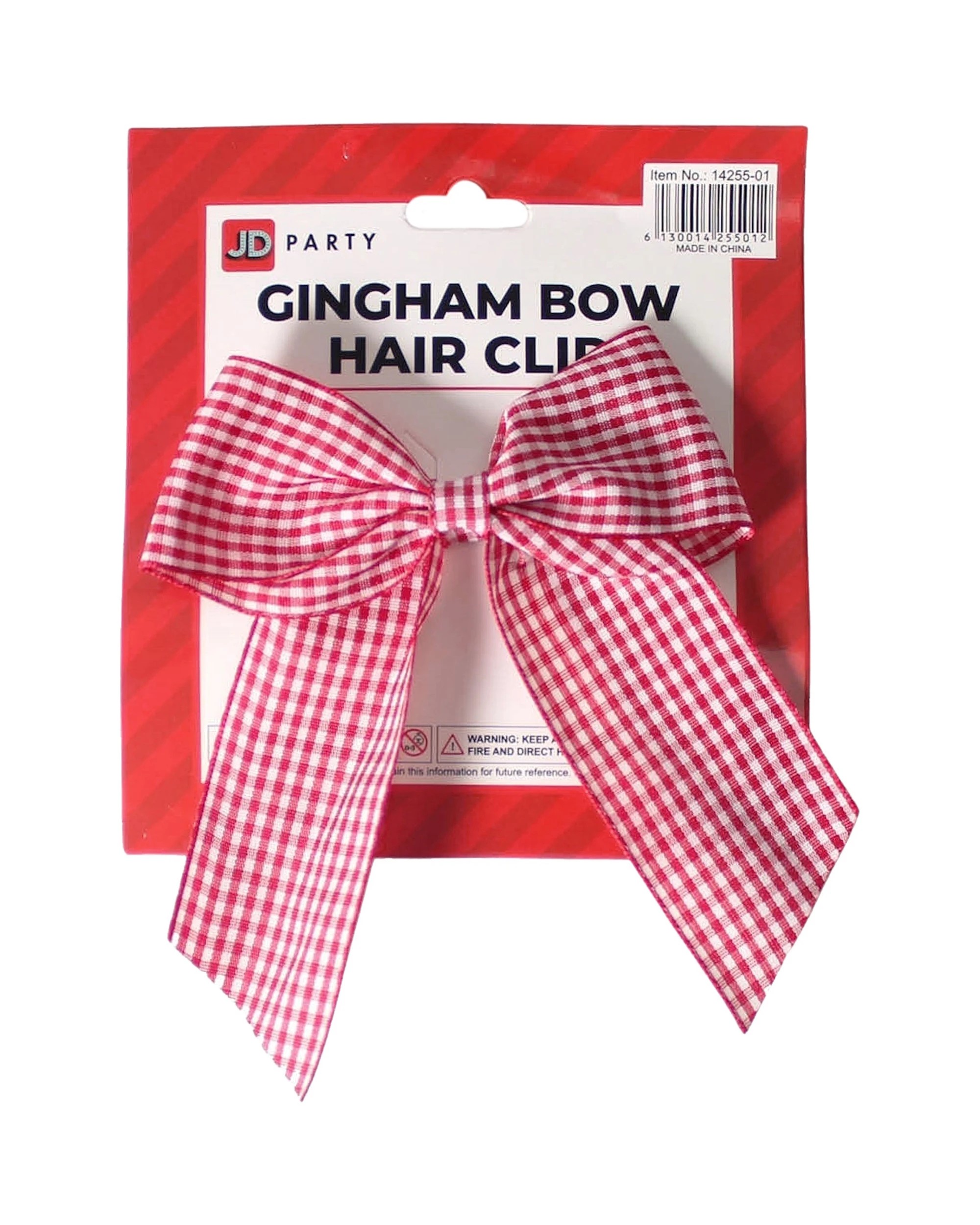 3 JD Party Gingham Checker Bow Hair Clip - One Size - Red, 3 of 3