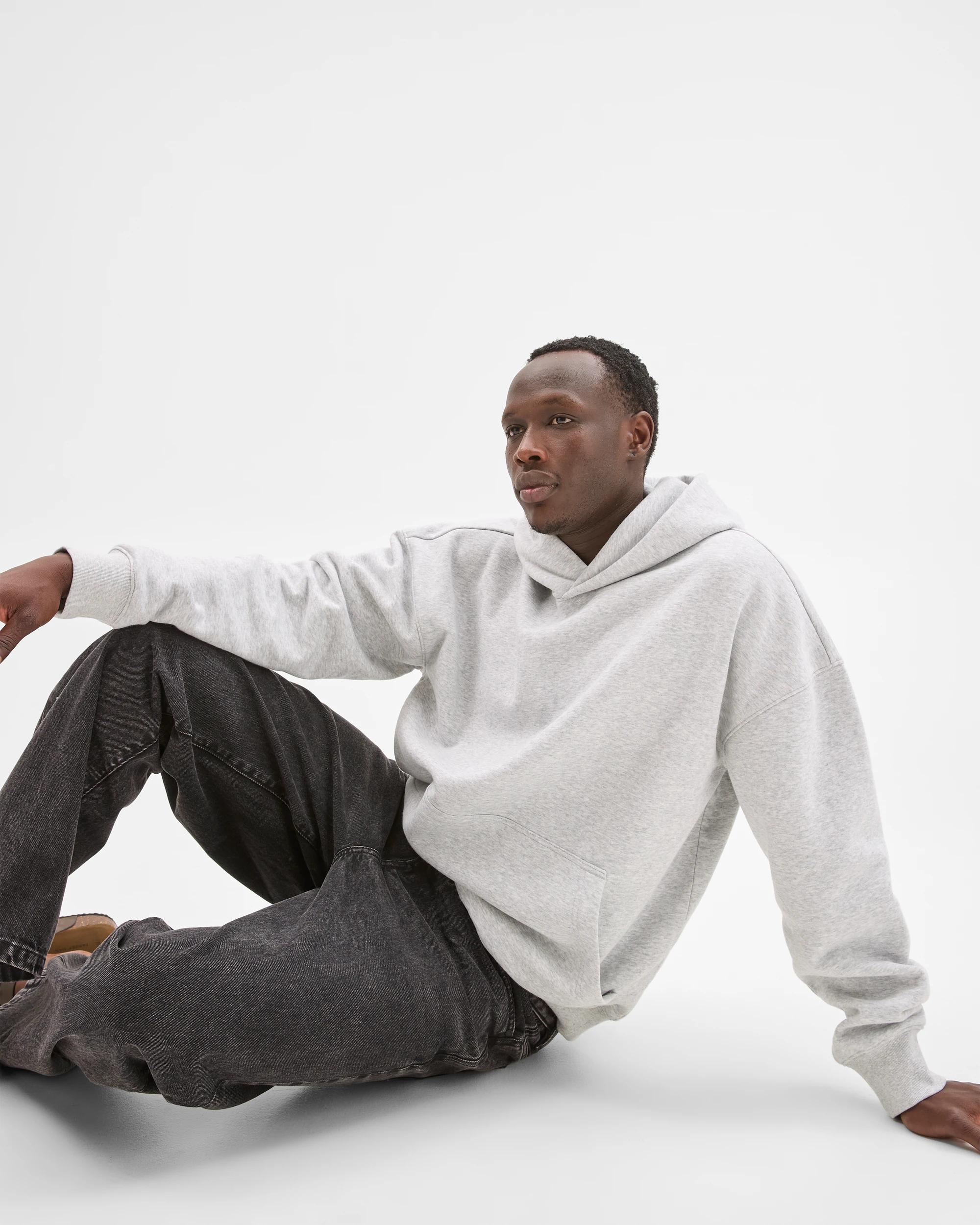 4 Commons Australian Cotton Blend Heavyweight Oversized Hoodie GREY MARLE, 4 of 6