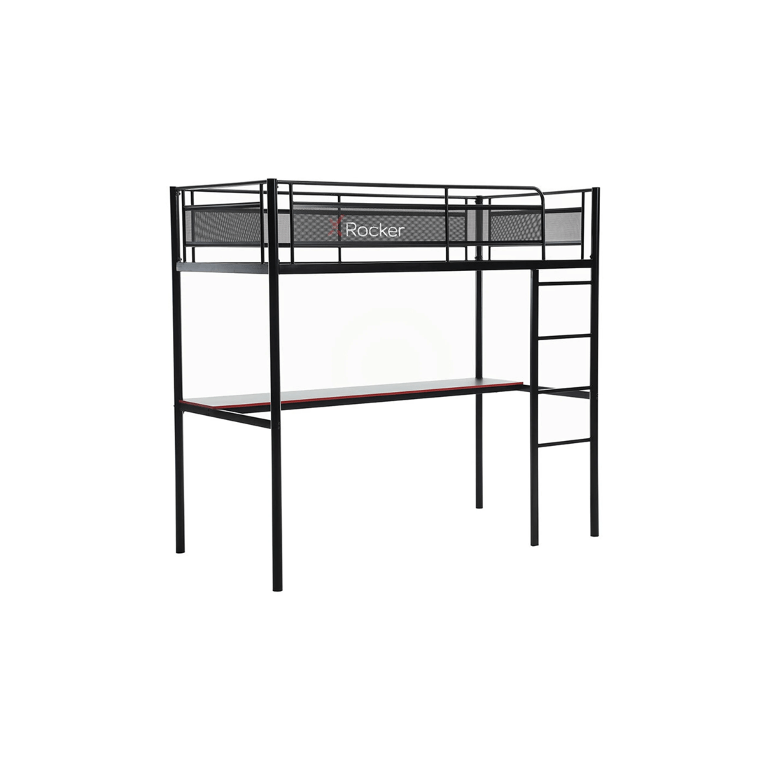 1 X Rocker Hq High Sleeper Tv/console Gaming Single Bunk Bed Frame W/built In Desk
 - Black, 1 of 3