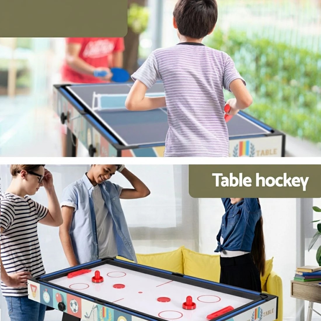 5 Everfit 4-in-1 Soccer Table Foldable Game Foosball Table Tennis Pool Hockey - Blue, 5 of 8