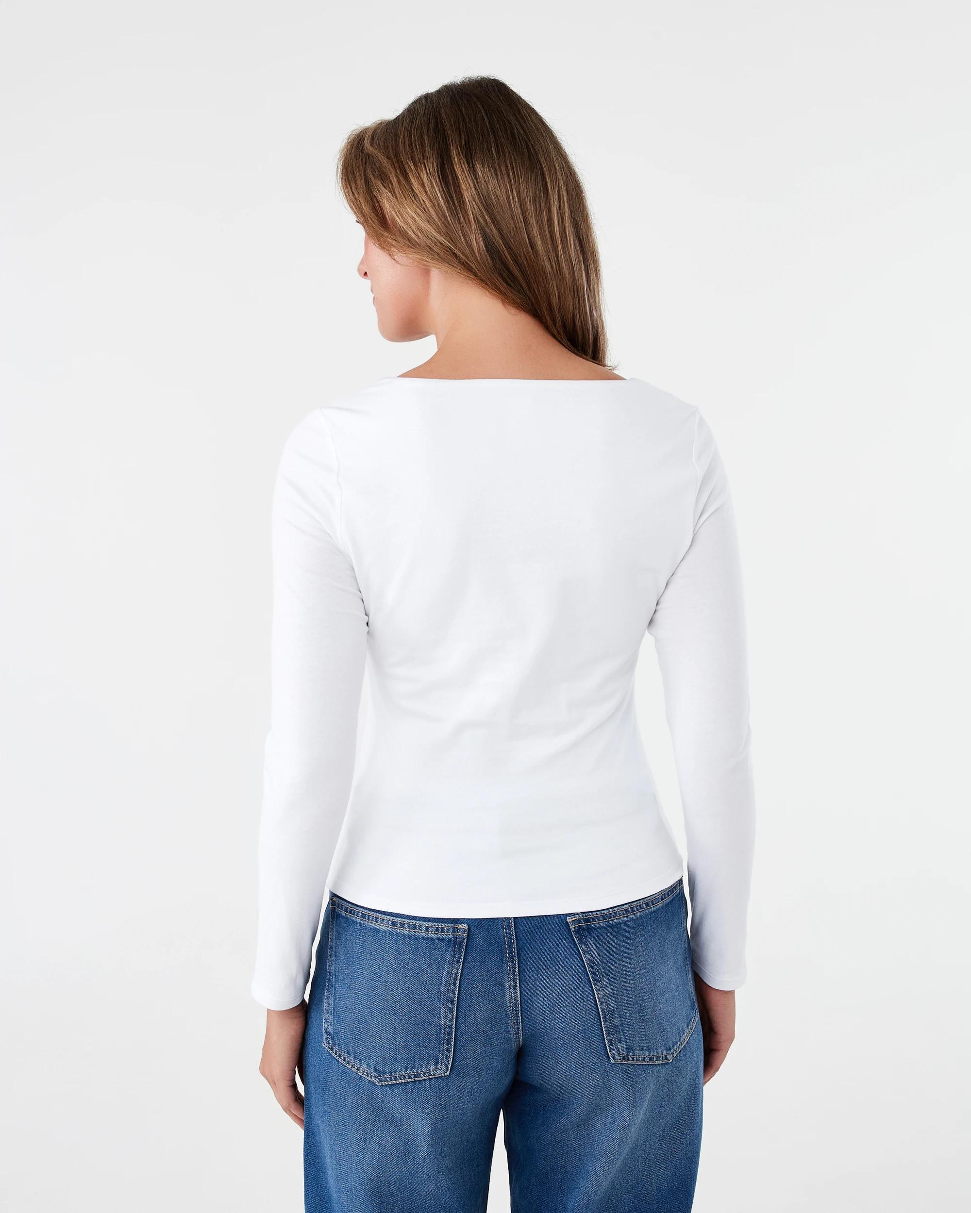 3 Long Sleeve V-Neck Top White, 3 of 5