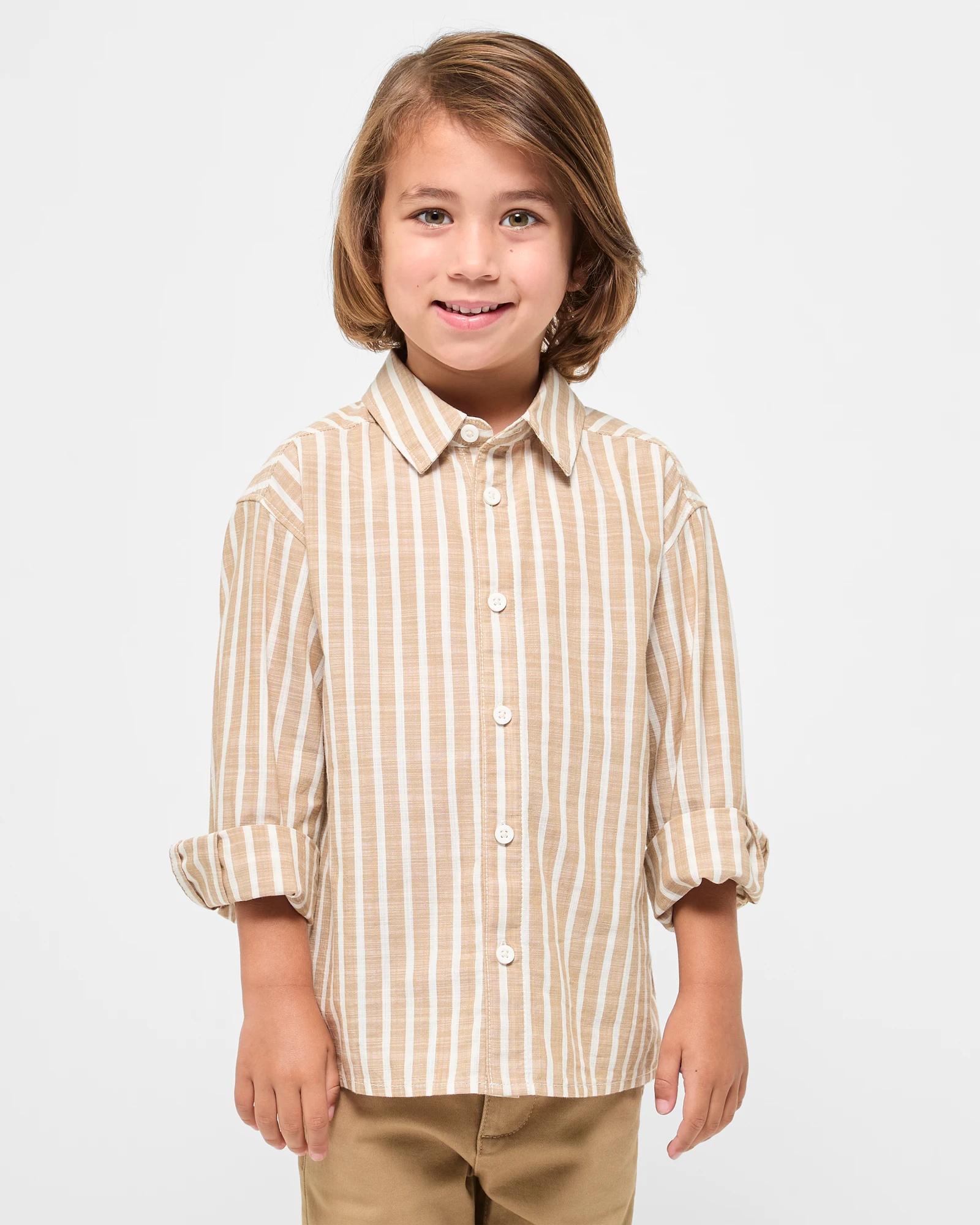 1 Target Australian Cotton Textured Shirt TAN STRIPE, 1 of 5