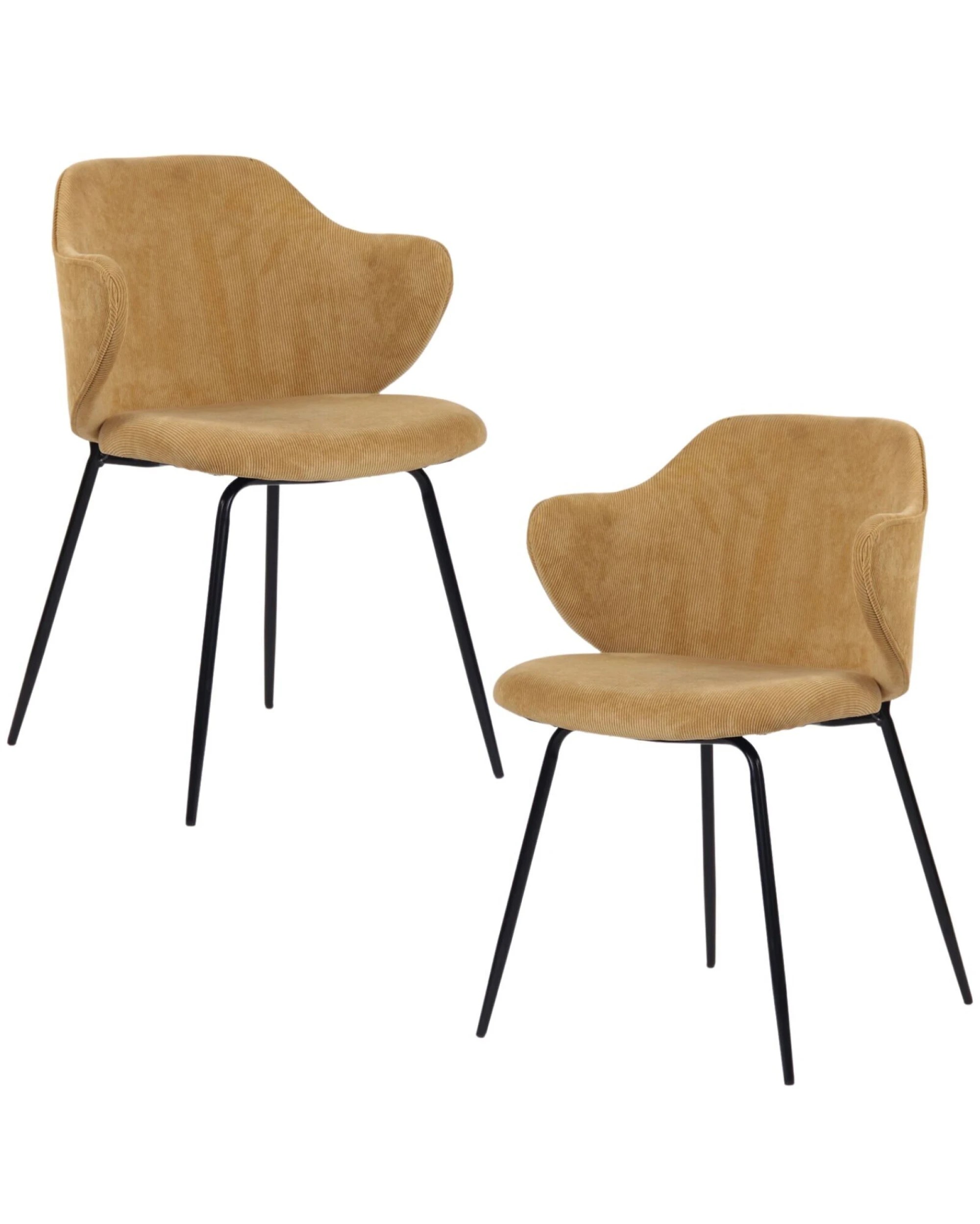 1 BR Home Set of 2 Dining Chairs with Corduroy Upholstery and Metal Legs, 1 of 7