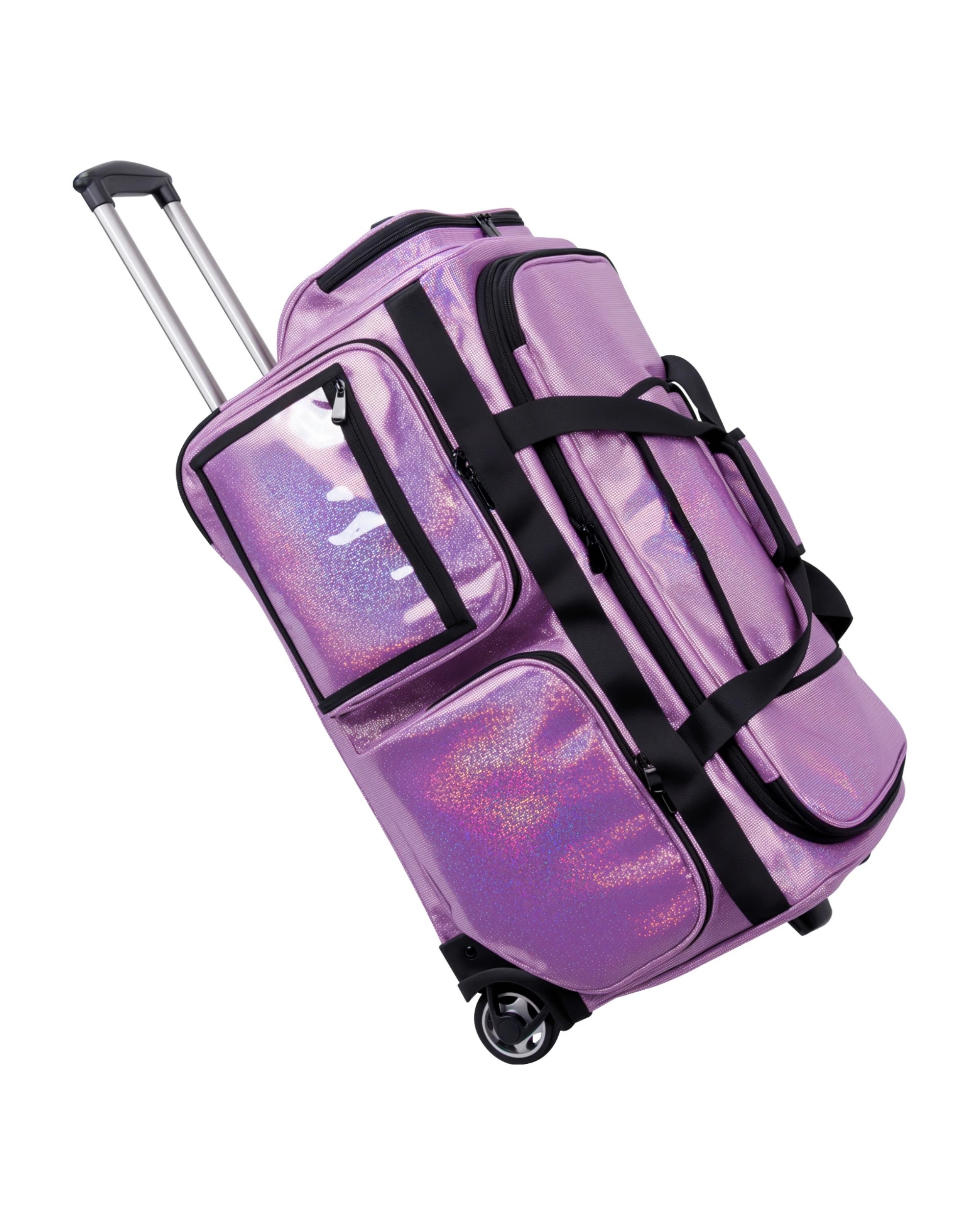 6 Advwin 26" Rolling Dance Bag with Instant Changing Design Glitter - Purple, 6 of 10