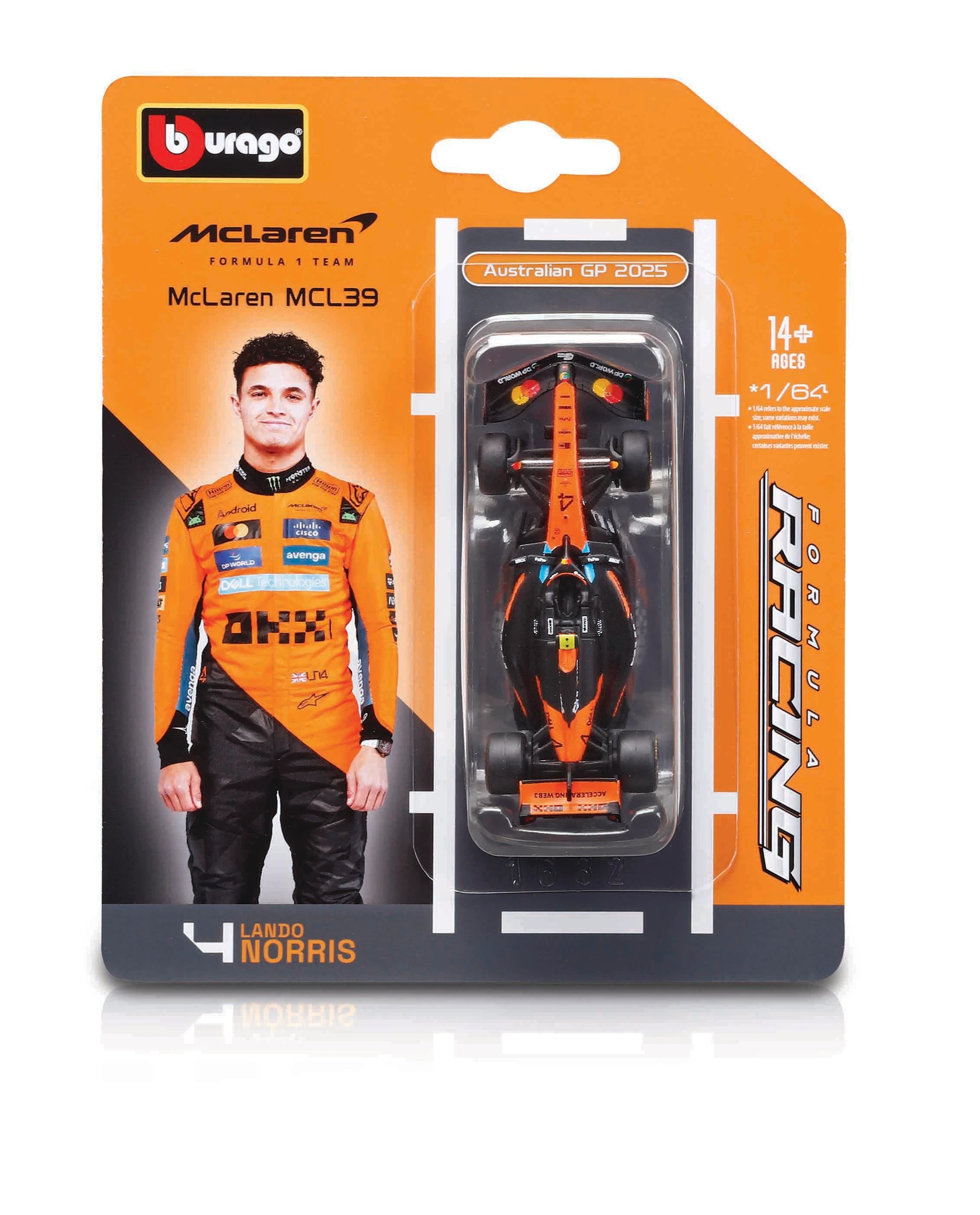 4 Bburago Die Cast 1:64 Formula 1 Car - Assorted - Multi, 4 of 10