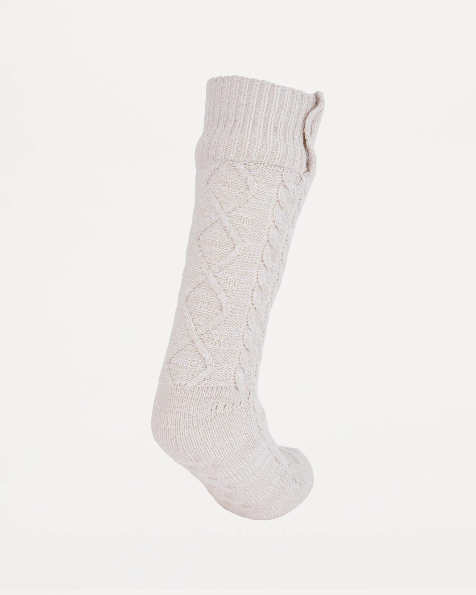 2 Cable Lounge Socks Marled Oat, 2 of 3