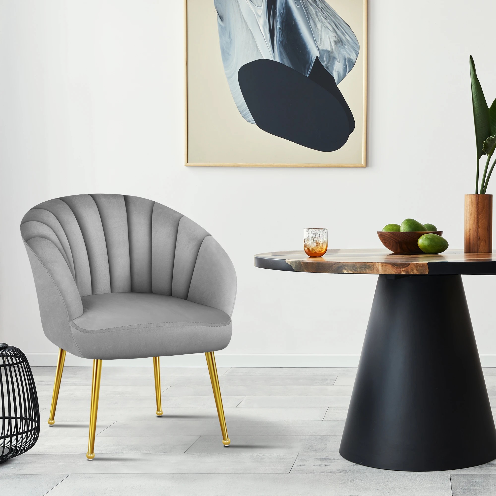 3 Alfordson Armchair Lounge Chair Accent Tub Chair Sofa Couch Velvet - Grey, 3 of 9