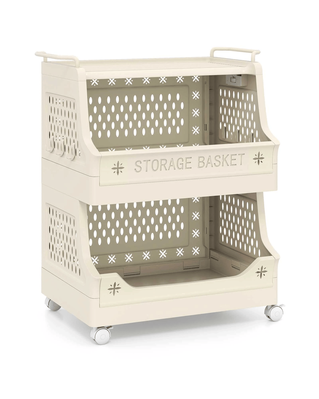 Costway 3 Tier Rolling Storage Cart w/Open Front Baskets Stackable ...