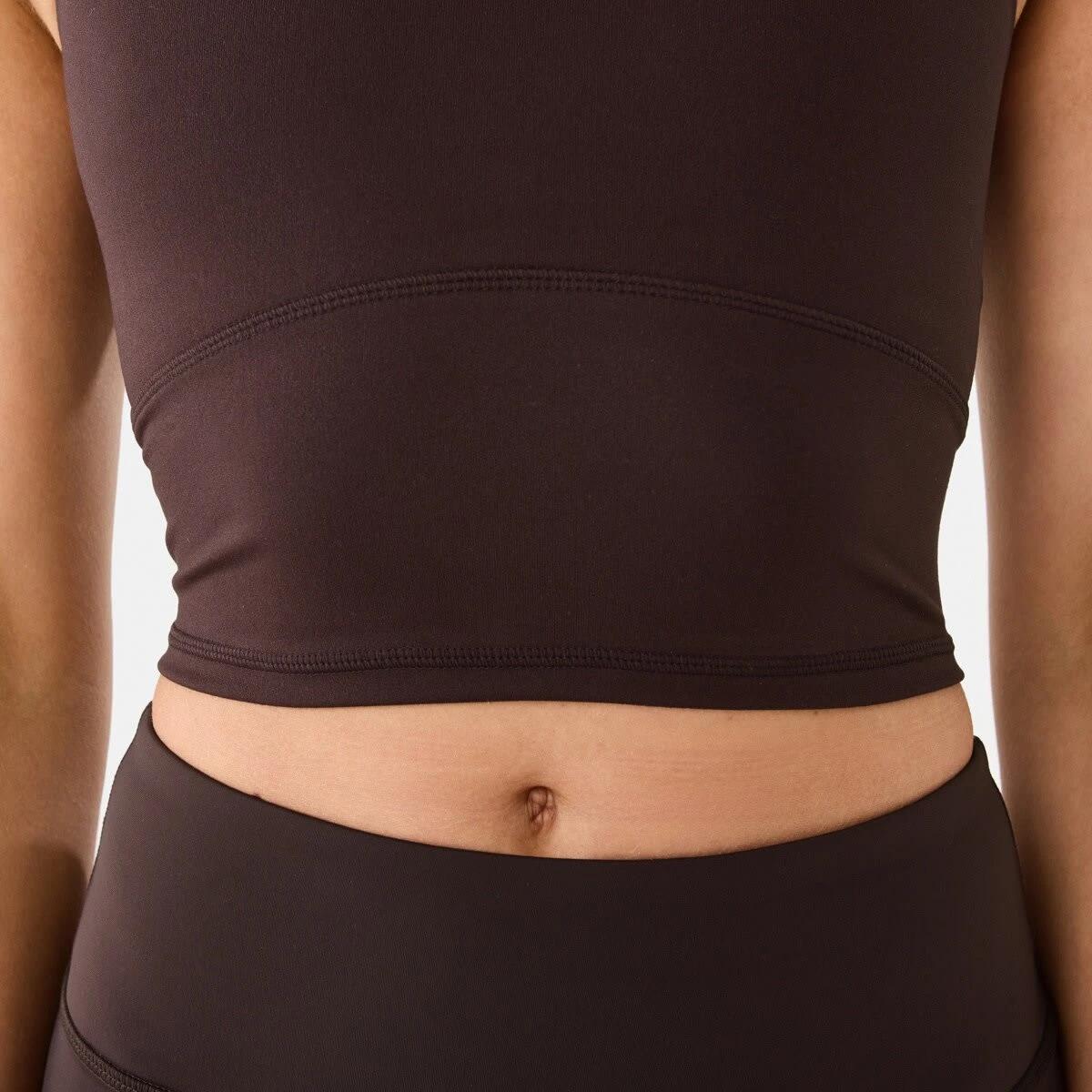 7 Active Womens Ultrasoft Longline Crop Top TUSCAN BROWN, 7 of 8