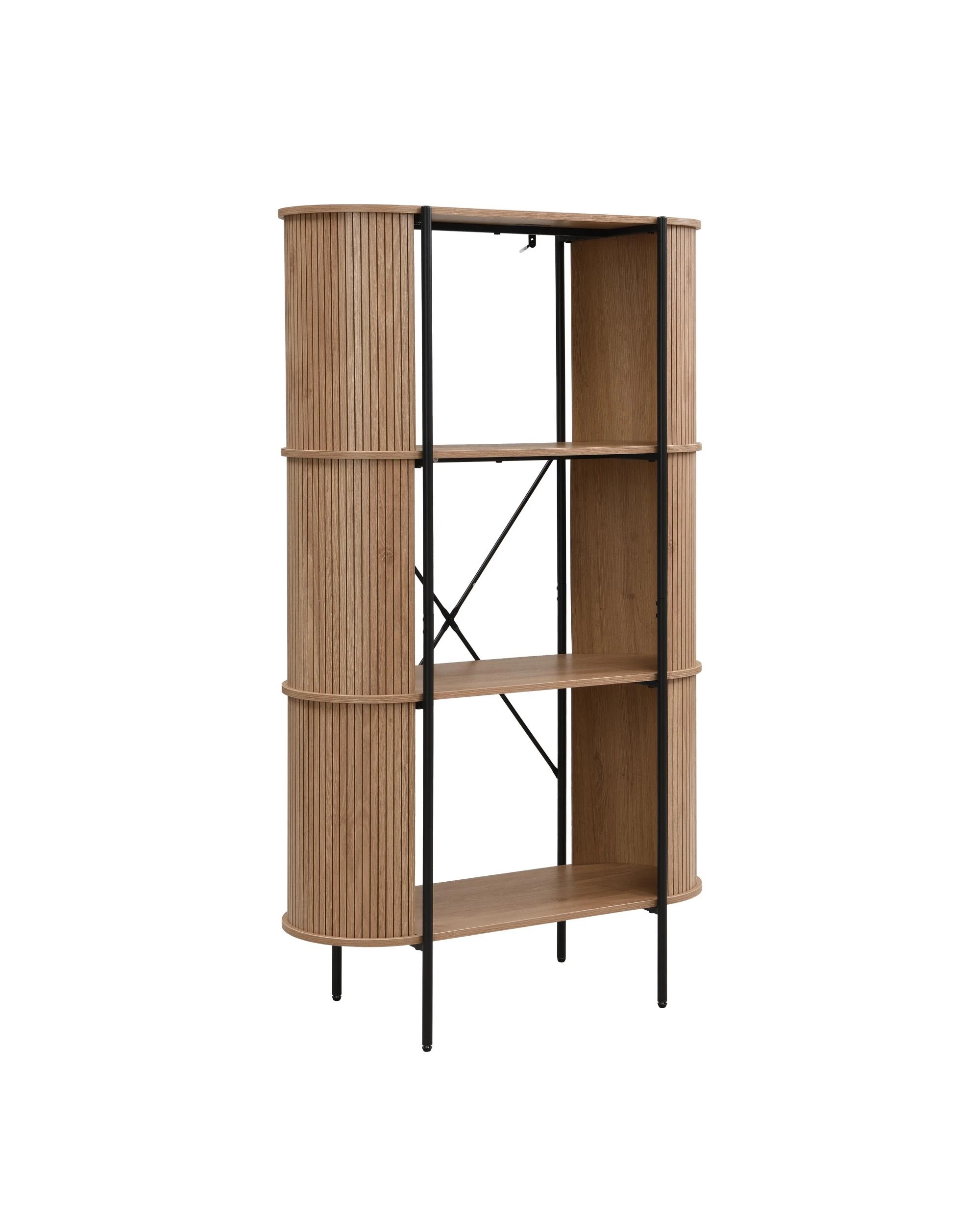 1 Kodu Bookcase Open Shelving 3 Tier Oak - Black, 1 of 10