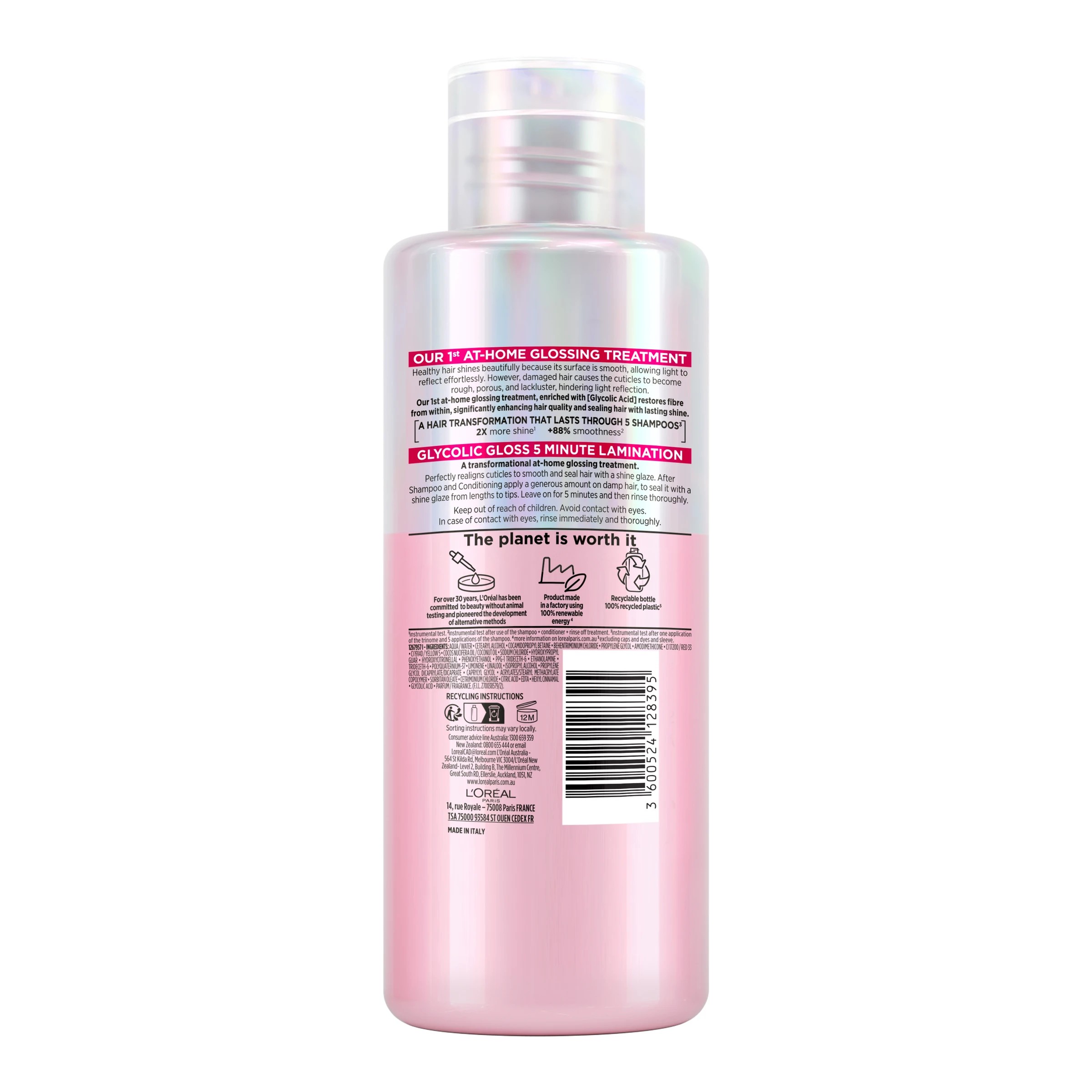 2 L'Oreal Paris Elvive Glycolic Gloss 5 Minute Lamination Treatment 200ml - 17% Gloss Complex with Glycolic Acid, 2 of 8