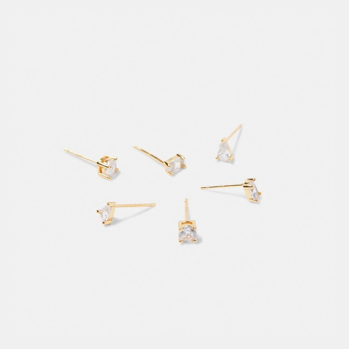 3 3 Pack Gold Plated Stacking Earrings Gold, 3 of 5