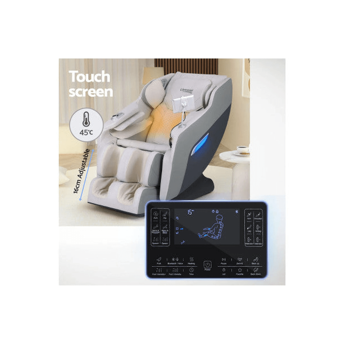 6 Livemor Brisa Electric Massage Chair, Zero-Gravity Recliner with Heat, Bluetooth and AI Voice - Grey, 6 of 6