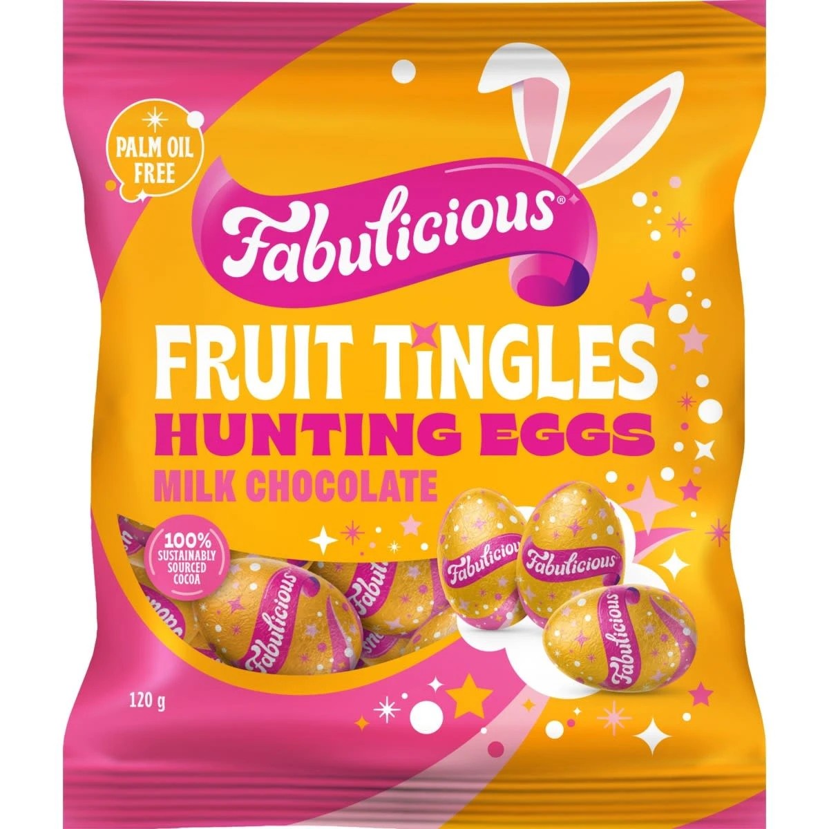 1 RJ's Fabulicious Fruit Tingles Milk Chocolate Hunting Eggs 120g, 1 of 2