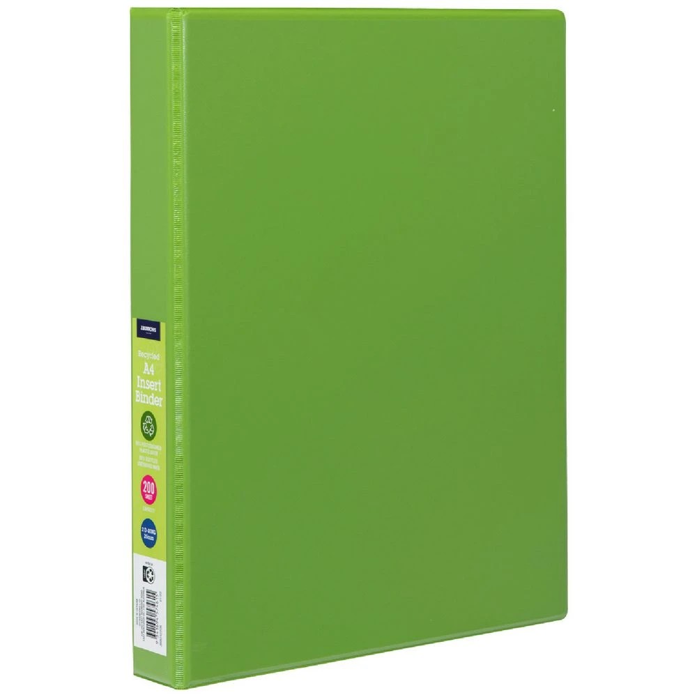 1 J.Burrows Insert Binder A4 2 D-Ring 25mm Green, 1 of 5