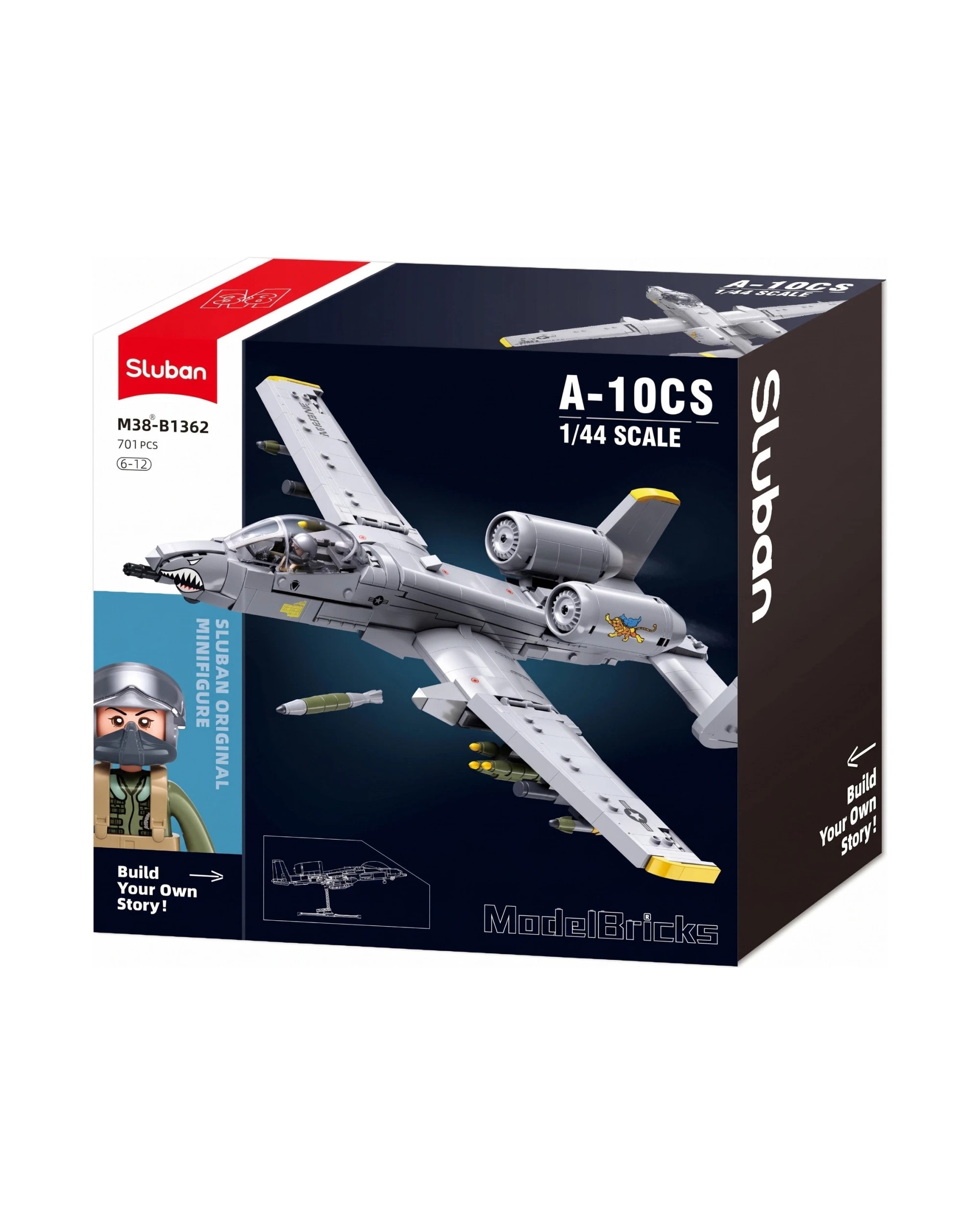 Sluban B1362 Model Kit 1:44 A10 Warthog Thunderbolt Attack Jet Fighter ...