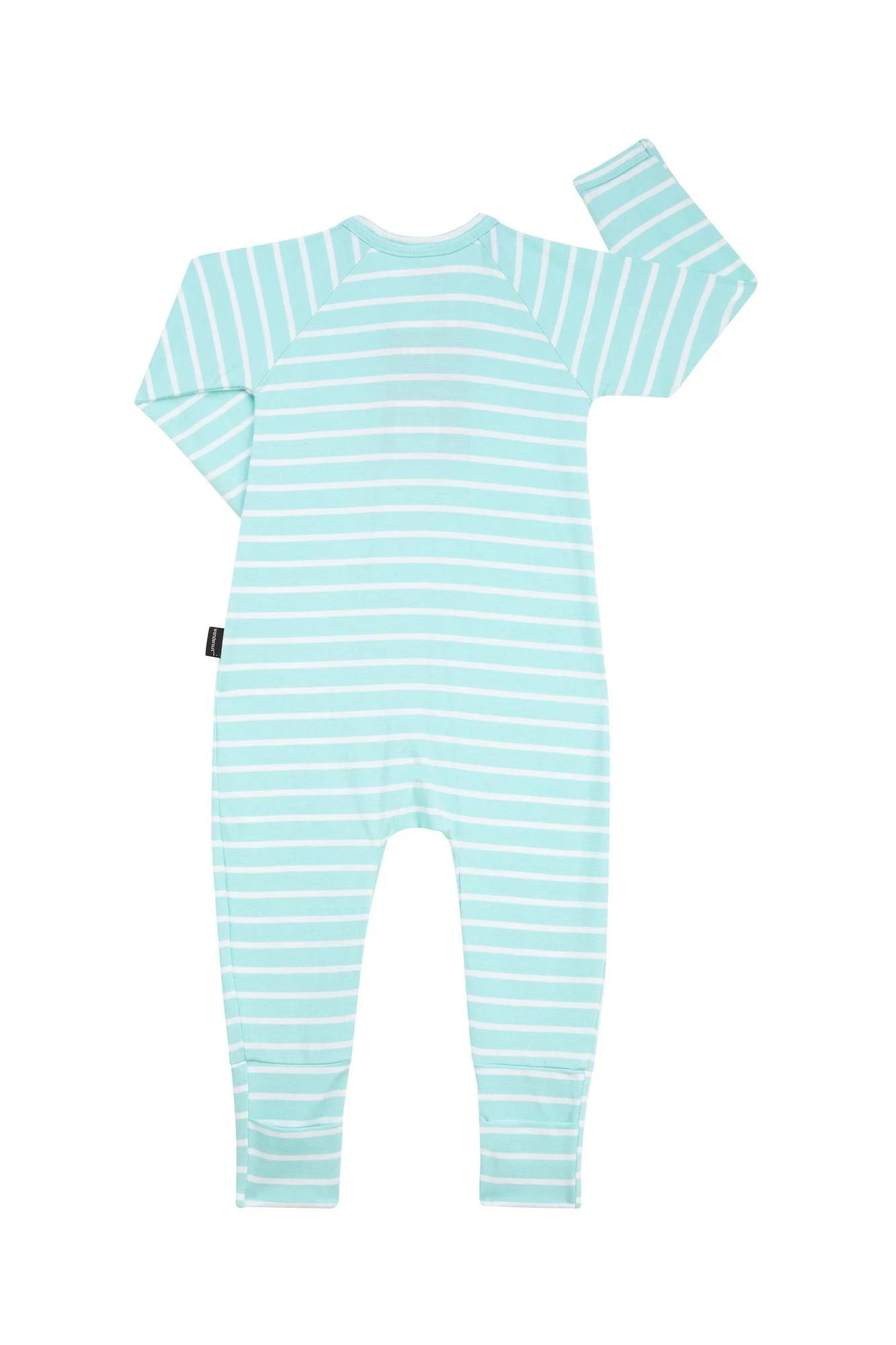 2 Bonds Baby Stripe Zip Wondersuit Coverall MINT/WHITE STRIPE, 2 of 3