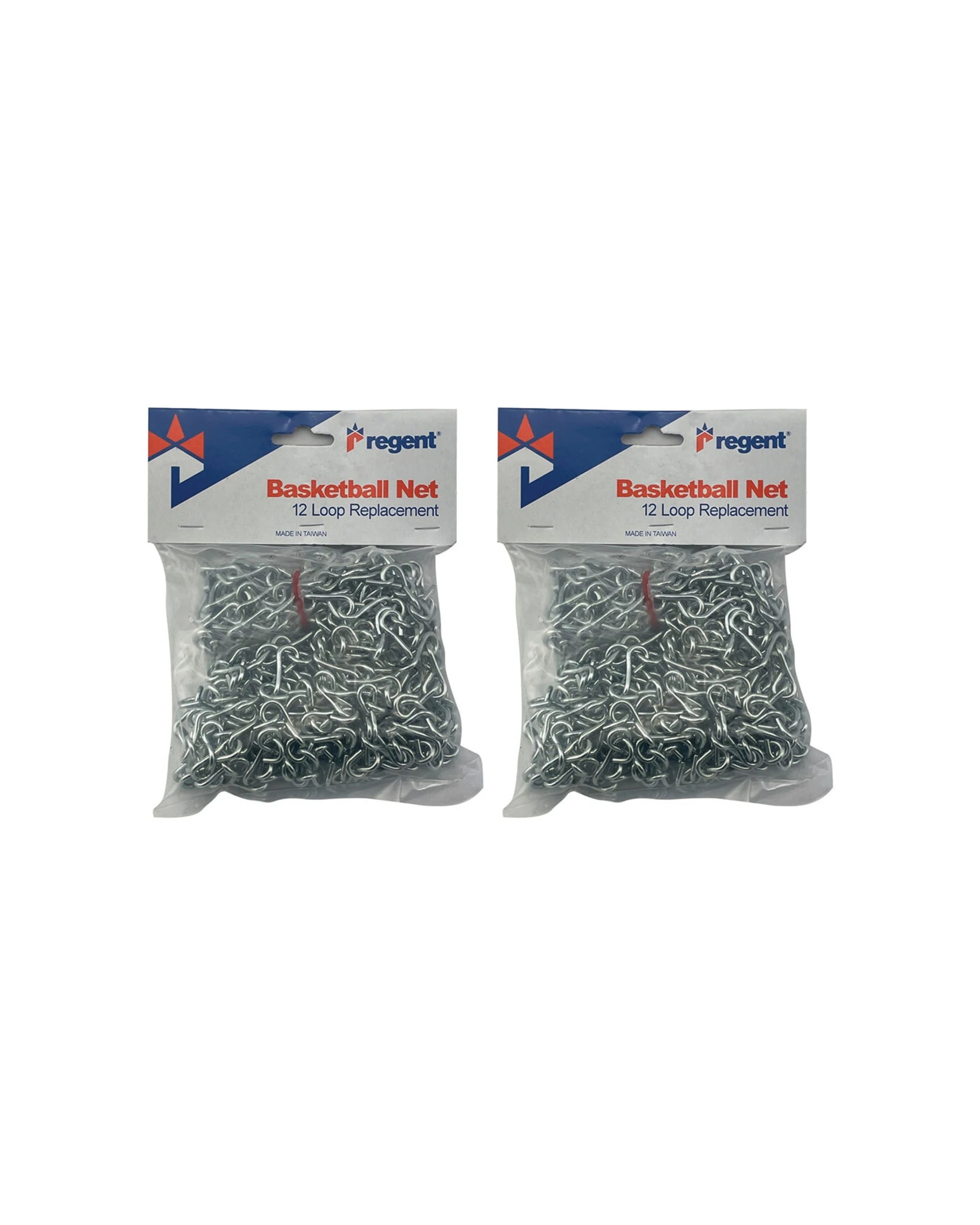 1 2PK Regent Basketball Ring 20cm Metal Chain Net - Silver, 1 of 2
