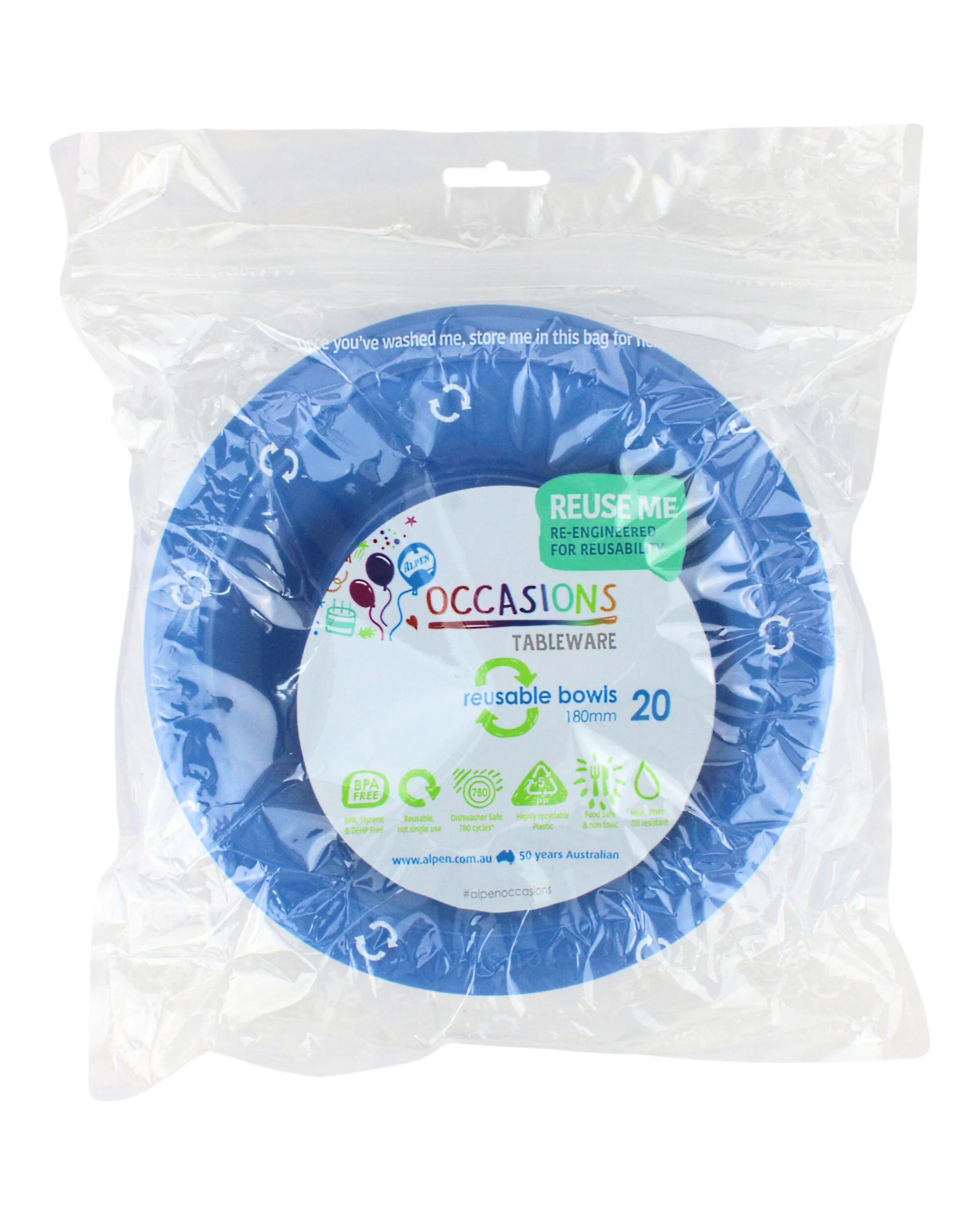 2 Alpen 18cm Reusable Bowls Pack of 20 - Fashion Royal Blue - Royal Blue, 2 of 3