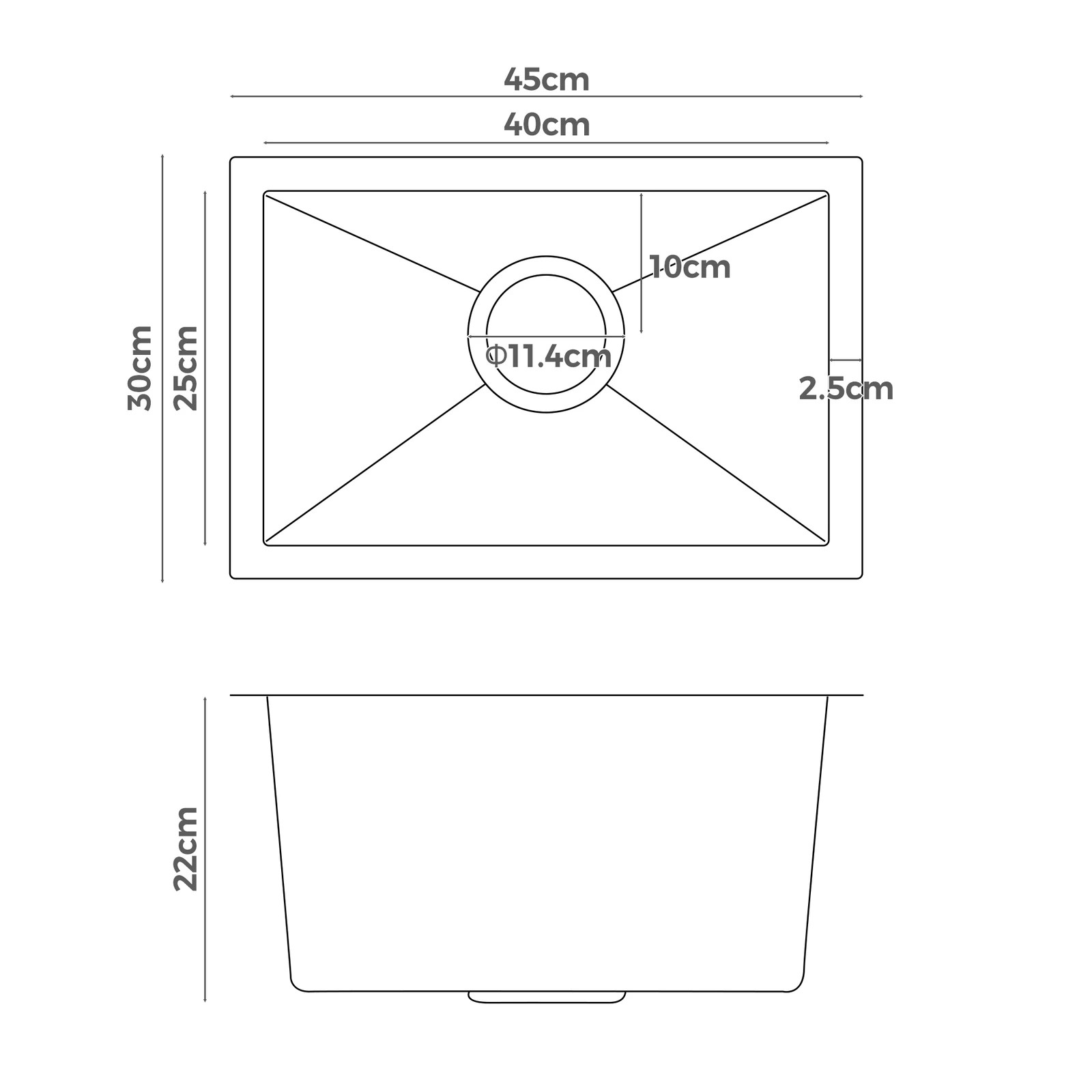 6 Alfordson Kitchen Sink 45x30cm Stainless Steel Basin Single Bowl - Silver, 6 of 7