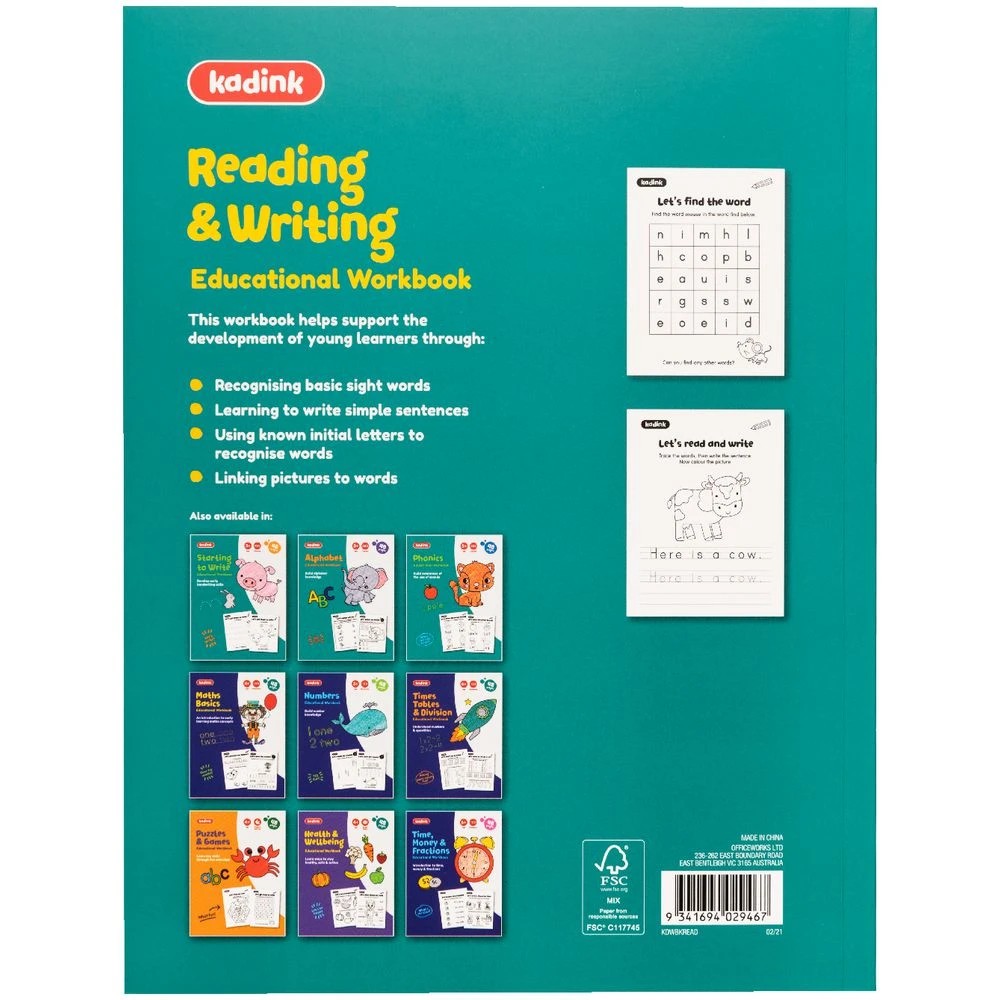 2 Kadink Workbook 48 Pages Reading and Writing, 2 of 5